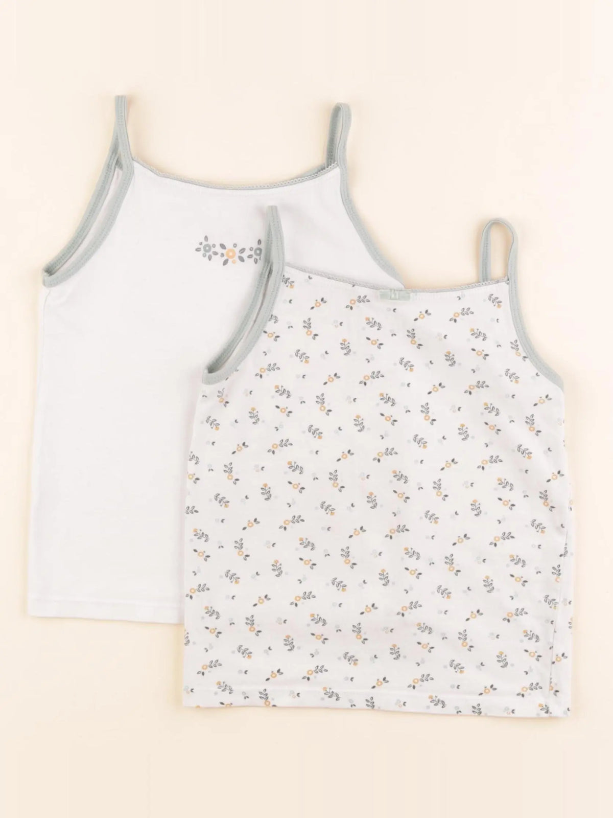 Okaidi - lot de 2 maillots de corps blanc, vert - 4 ans