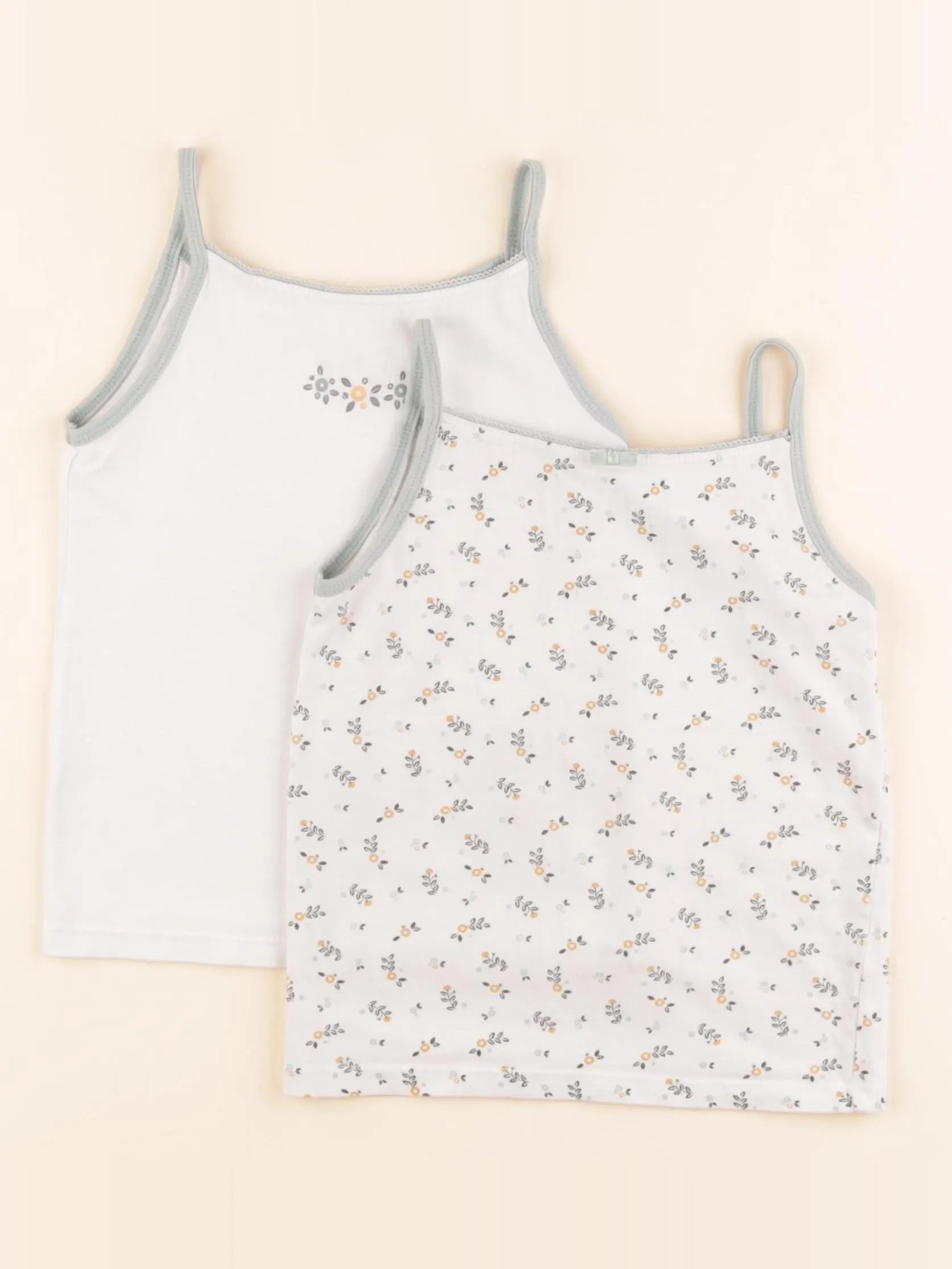 Okaidi - lot de 2 maillots de corps blanc, vert - 4 ans