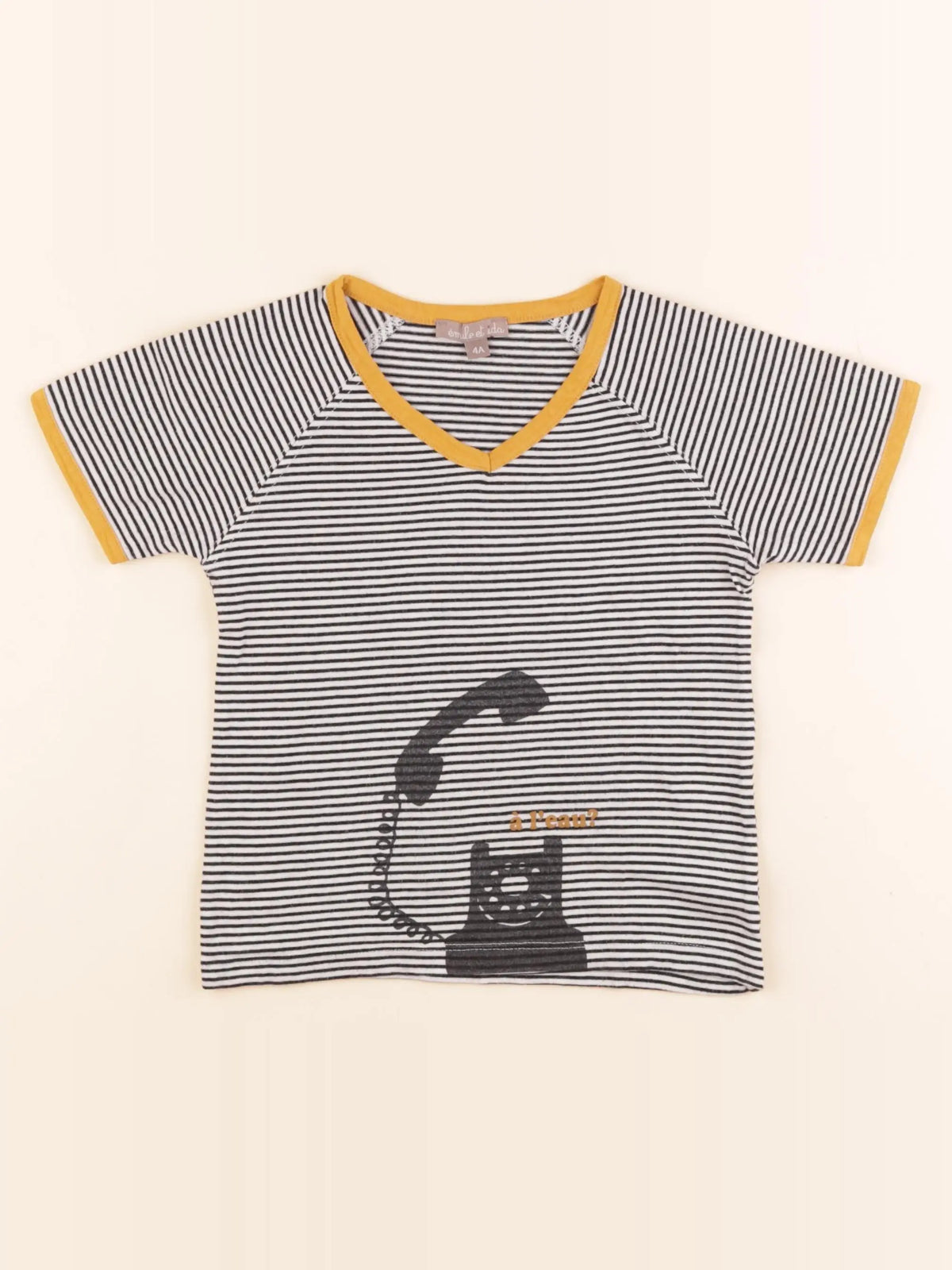 Emile et Ida - tee-shirt blanc, noir - 4 ans