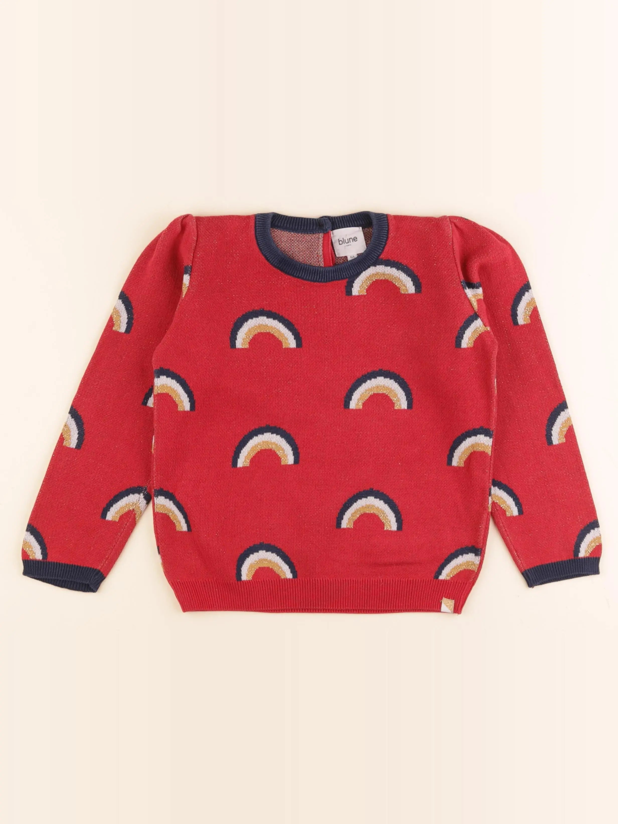 Blune - pull rouge, or - 6 ans
