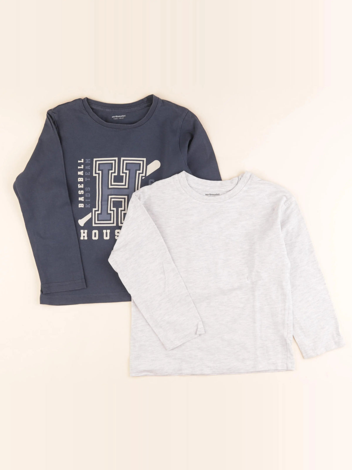 Vertbaudet - lot de 2 tee-shirts bleu, gris - 6 ans