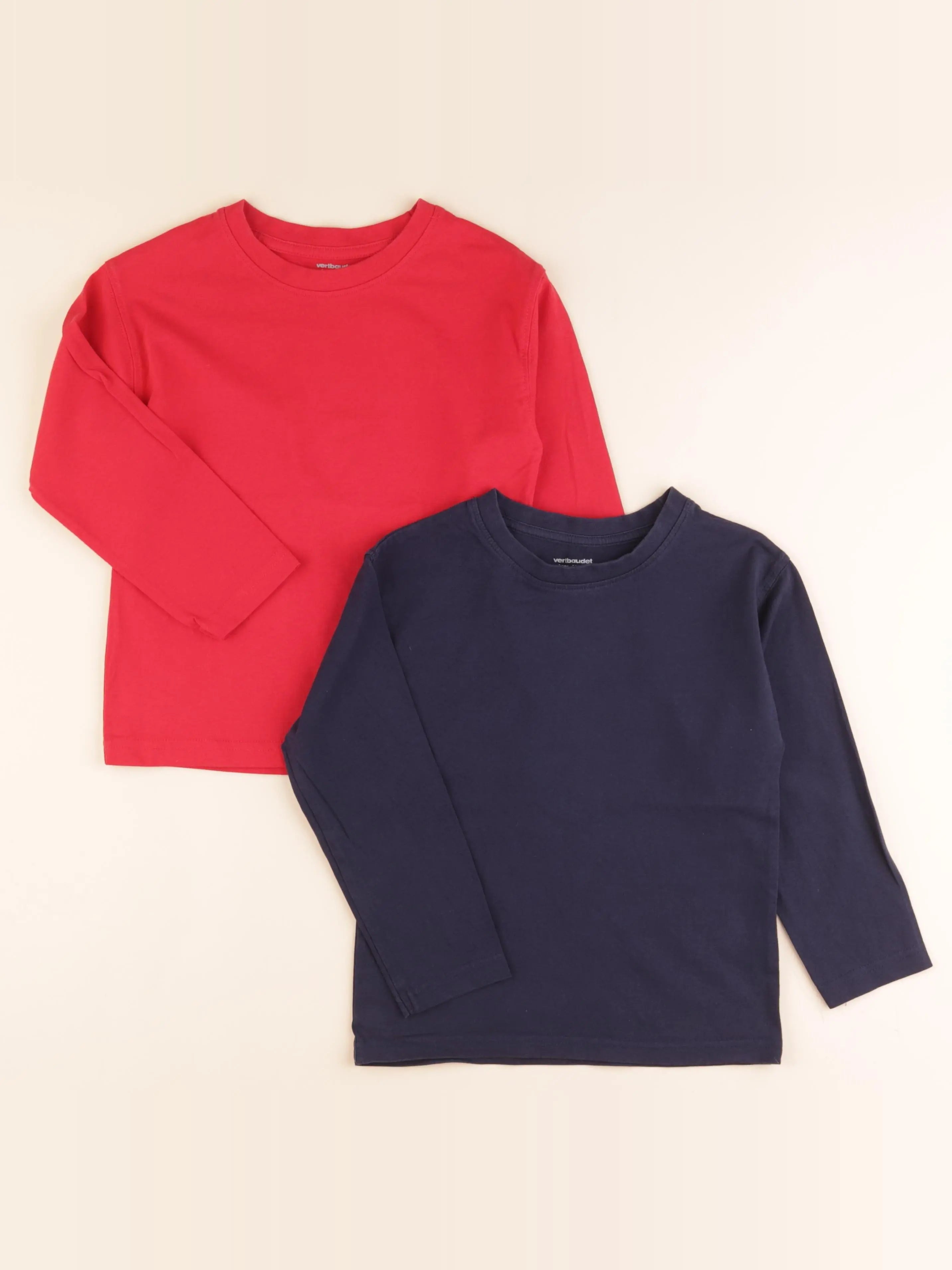 Vertbaudet - lot de 2 tee-shirts rouge, bleu - 6 ans