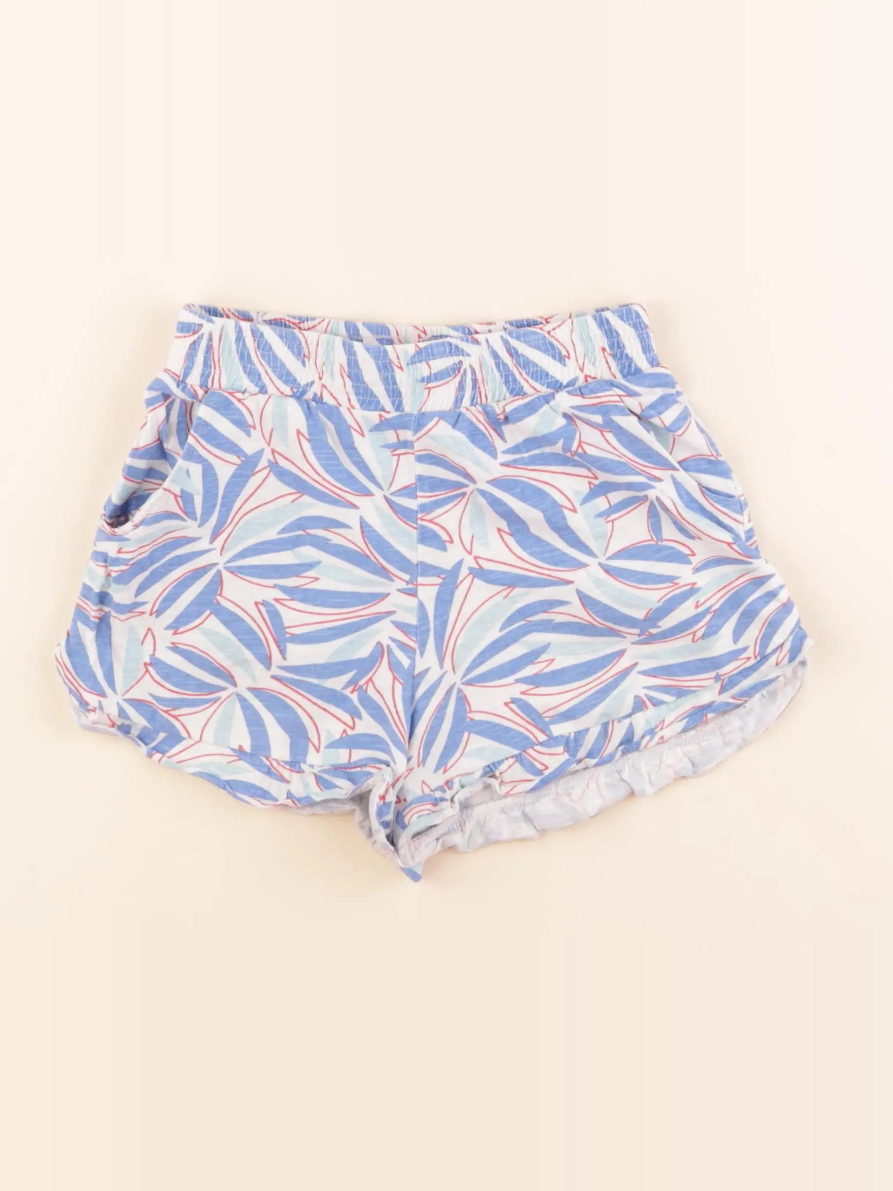 Okaidi - short blanc, bleu - 6 ans