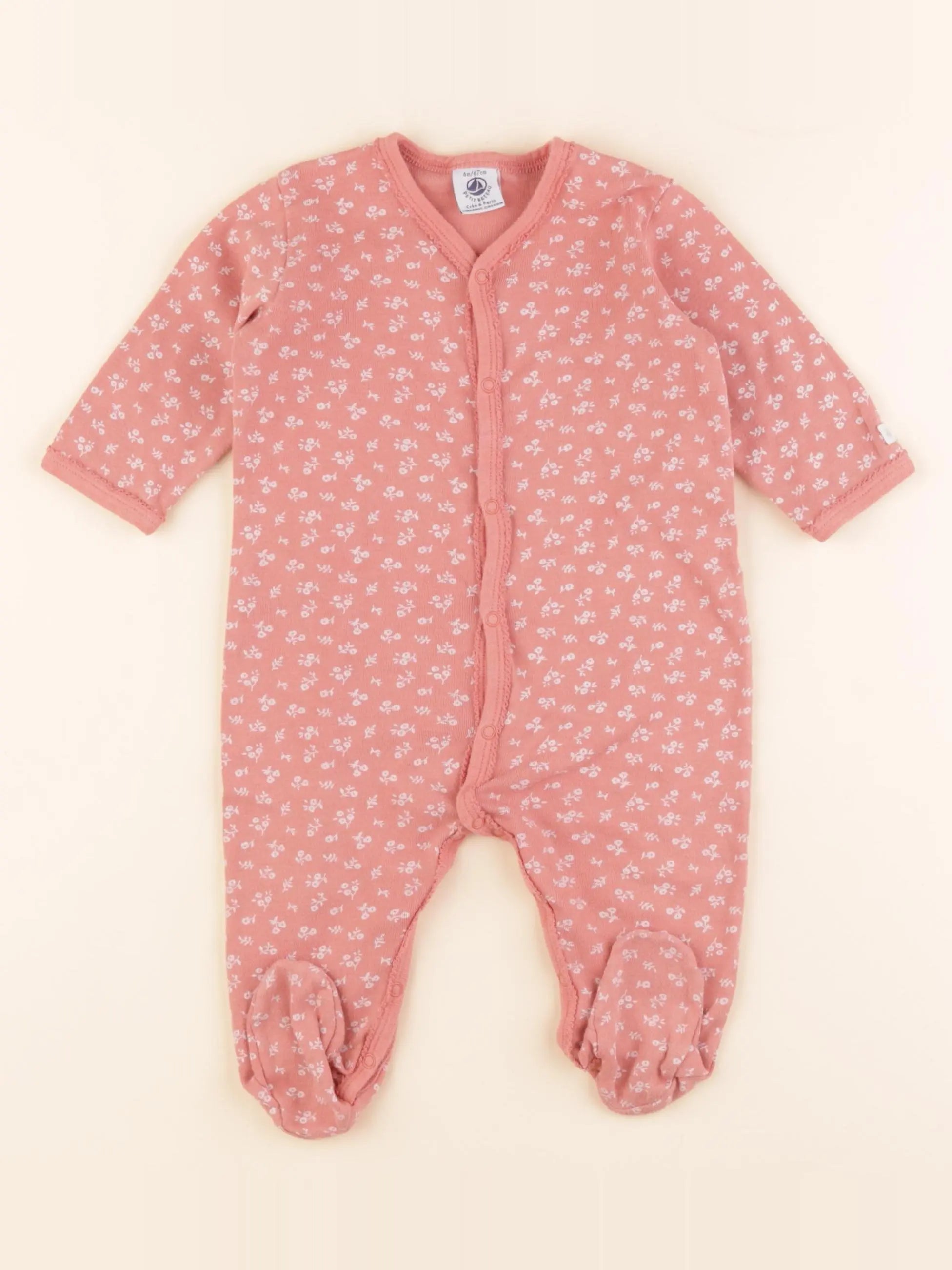 Petit Bateau - pyjama coton rose - 6 mois