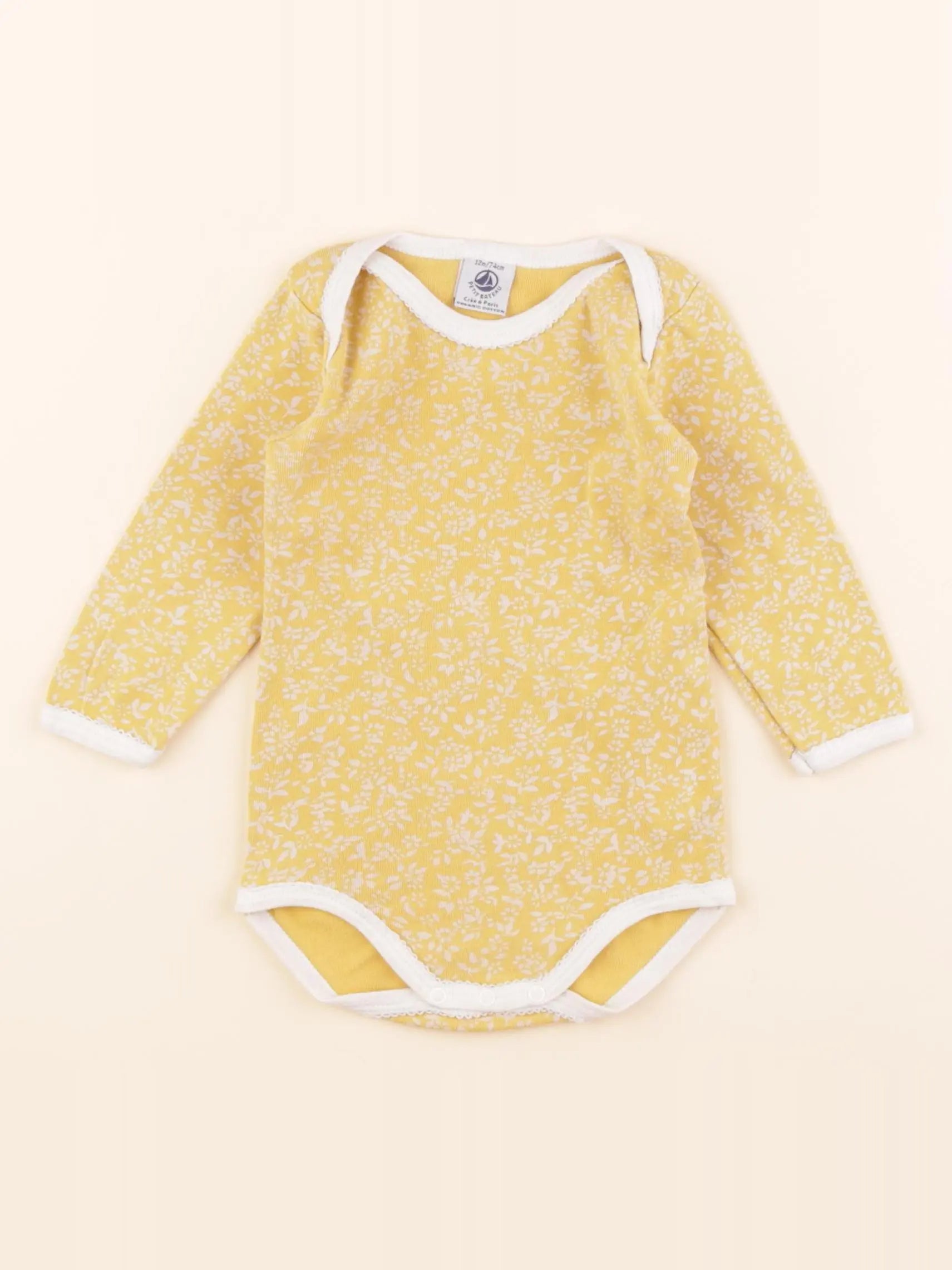 Petit Bateau - body jaune - 12 mois