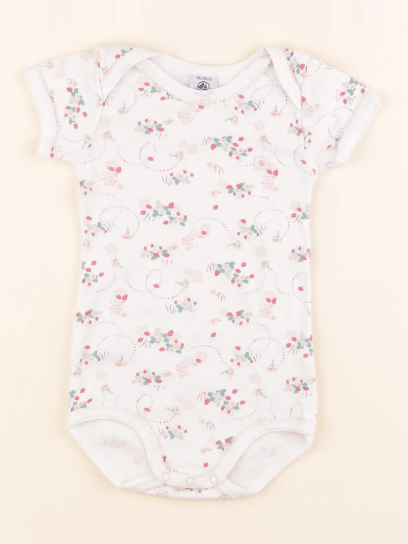 Petit Bateau - body blanc, rose - 18 mois