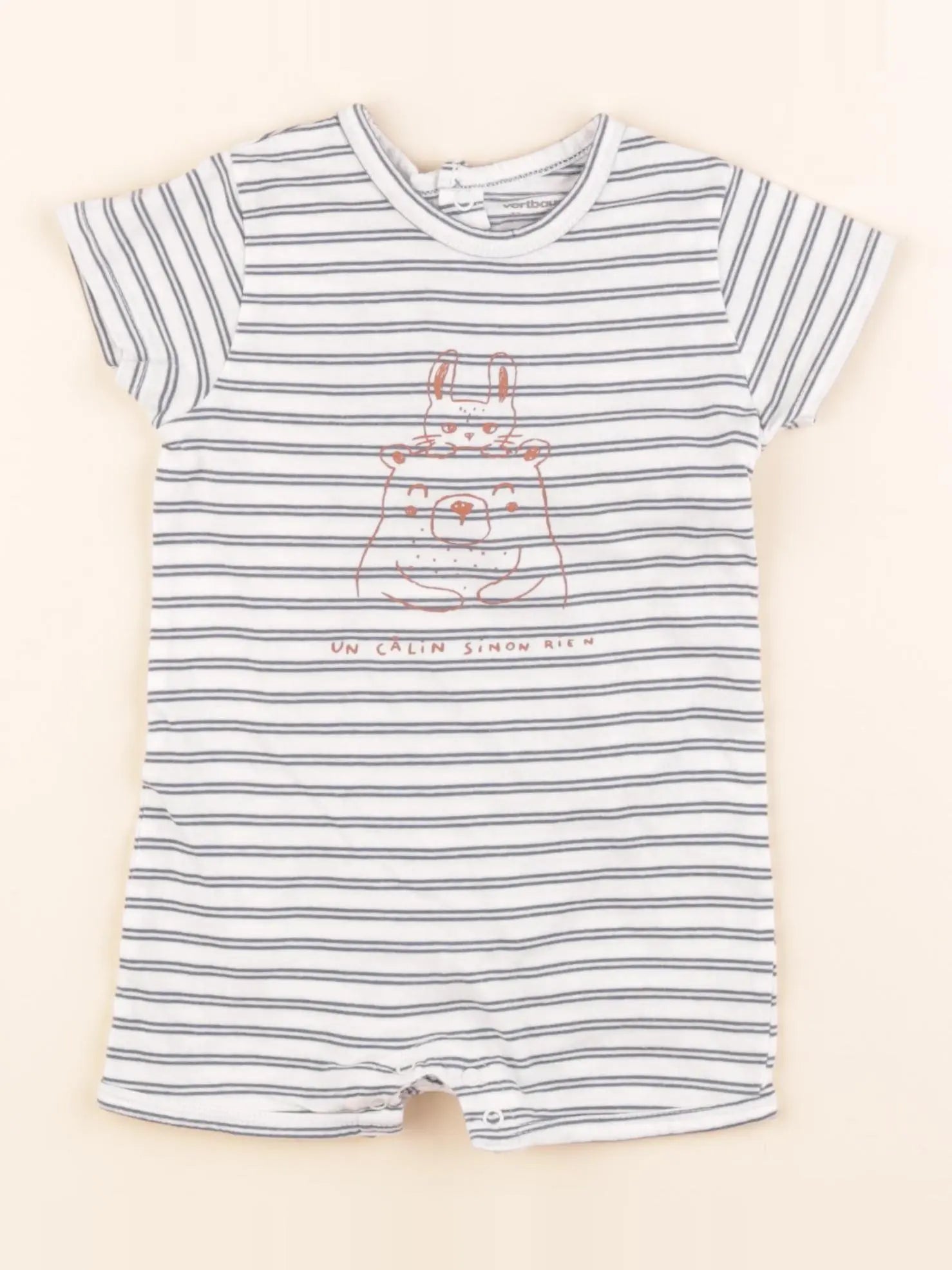 Vertbaudet - pyjama coton blanc, bleu - 12 mois