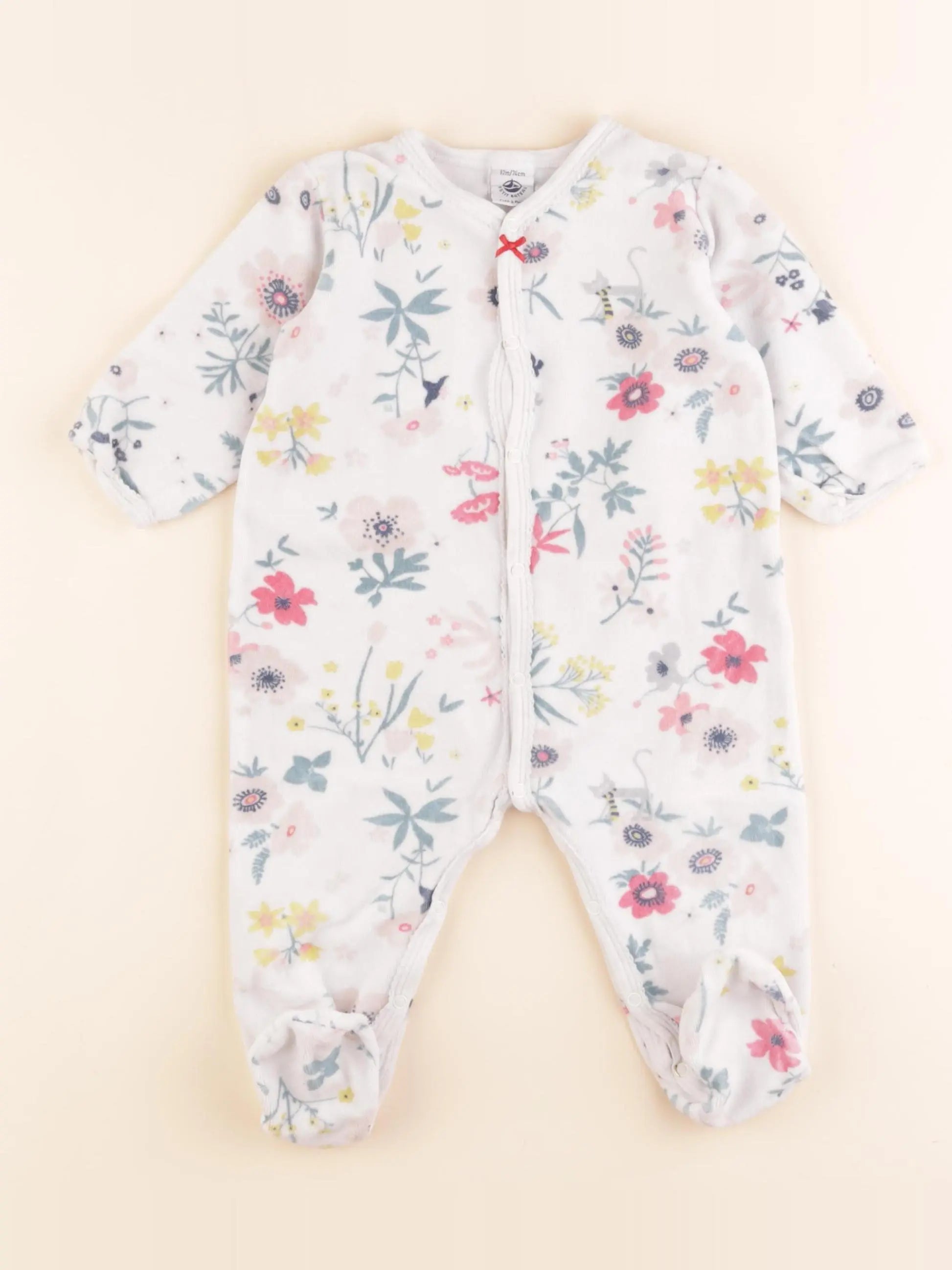 Petit Bateau - pyjama velours blanc, multicolore - 12 mois