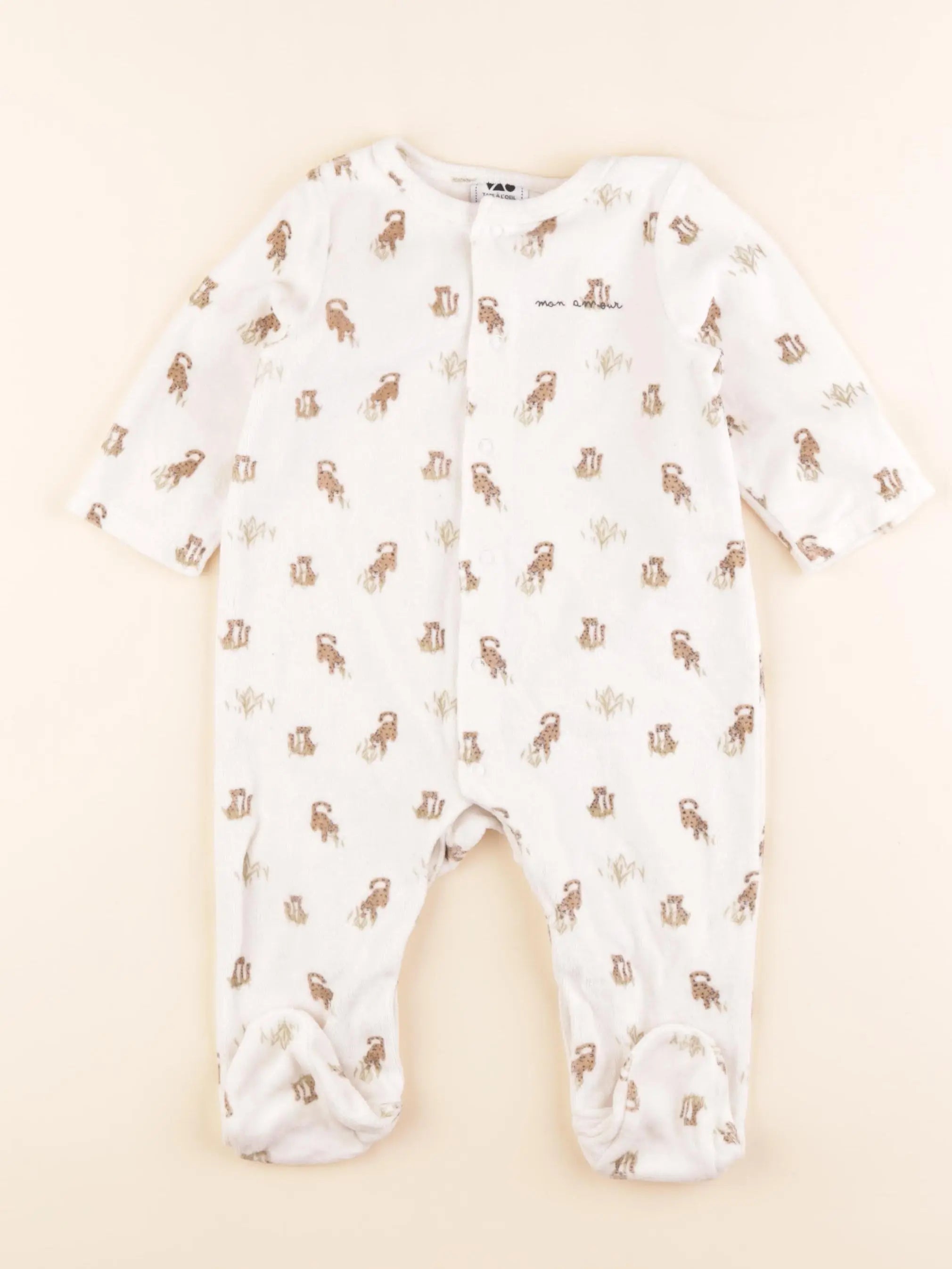 Tape à l'oeil - pyjama velours beige - 9 mois
