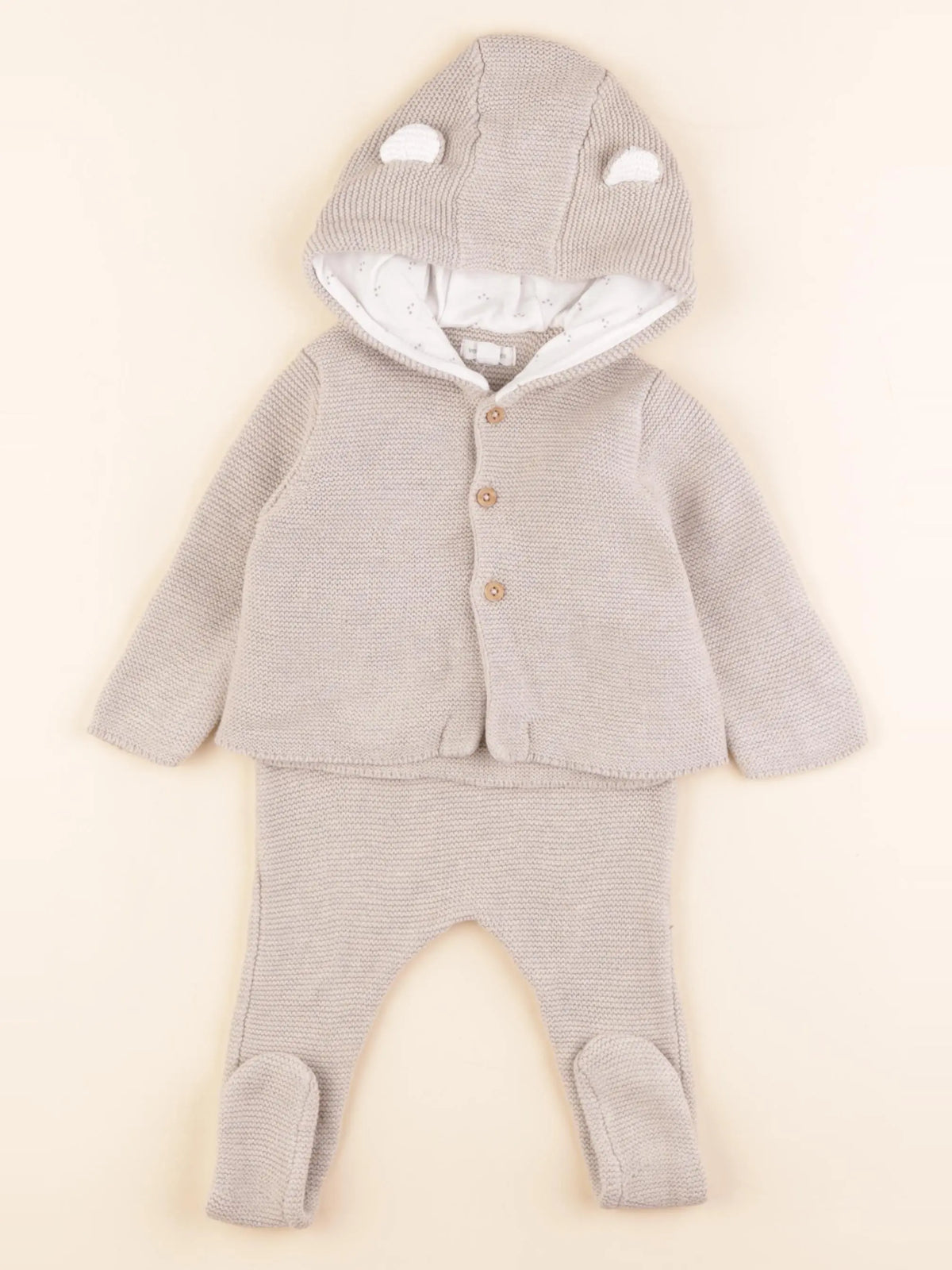 Vertbaudet - ensemble velours beige - 6 mois