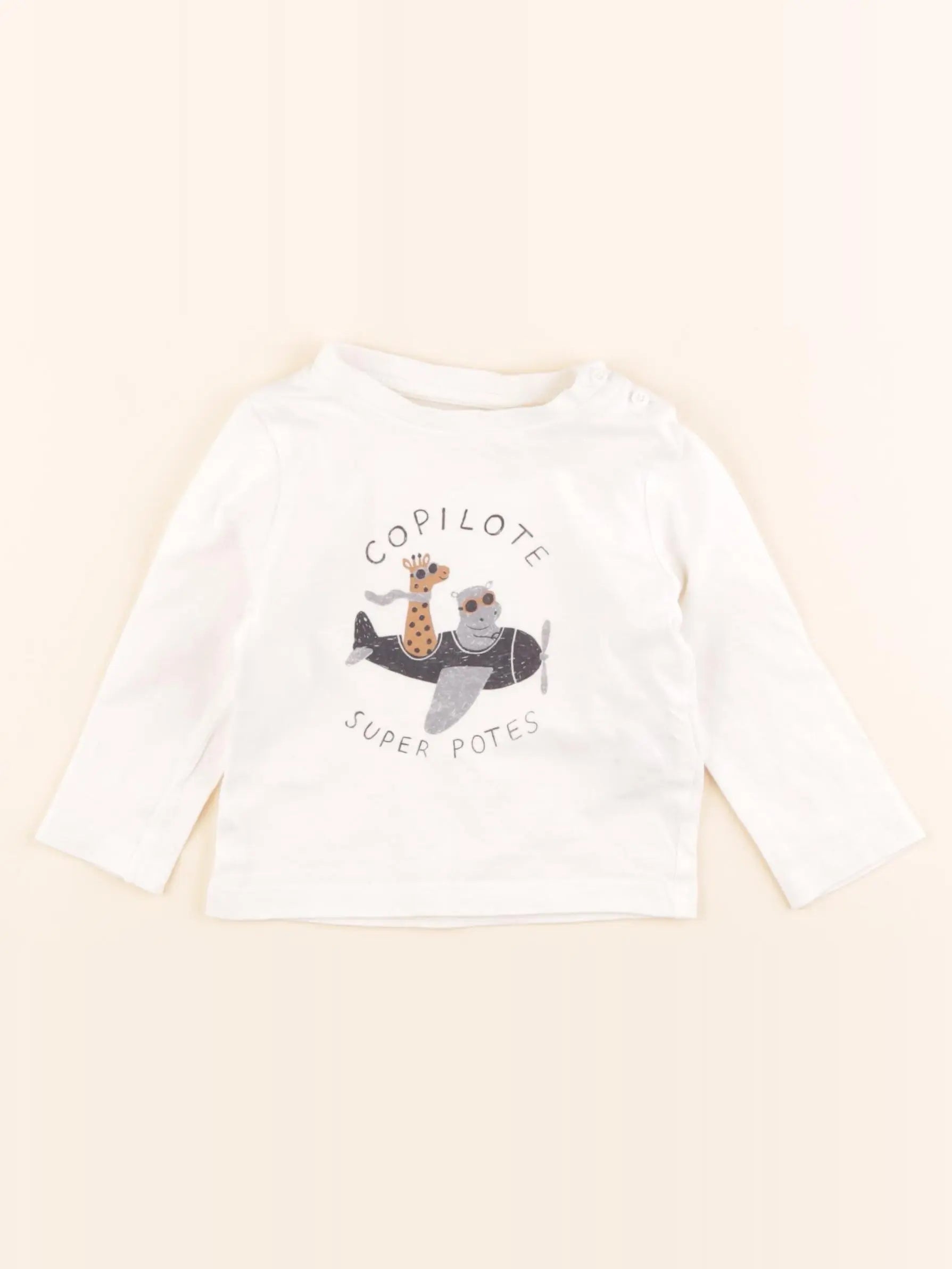 Vertbaudet - tee-shirt beige - 6 mois