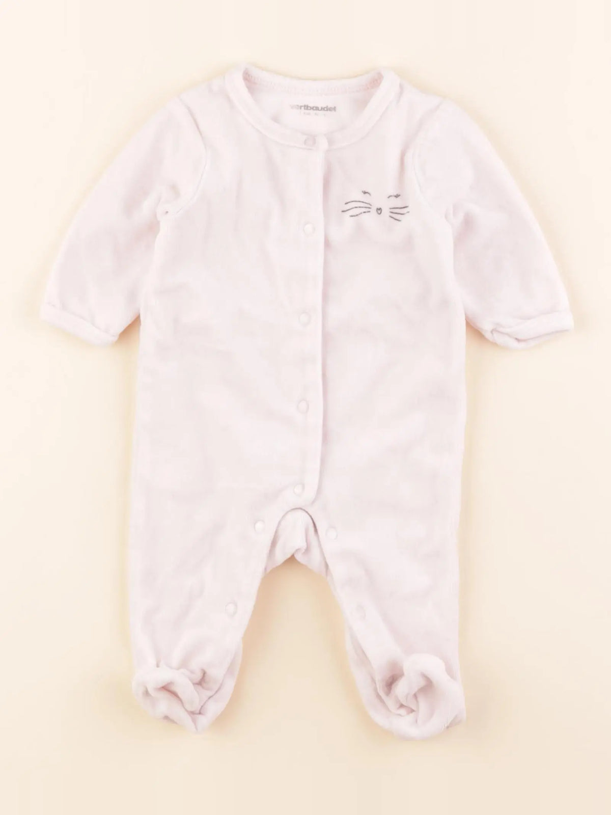 Vertbaudet - pyjama velours rose - 3 mois