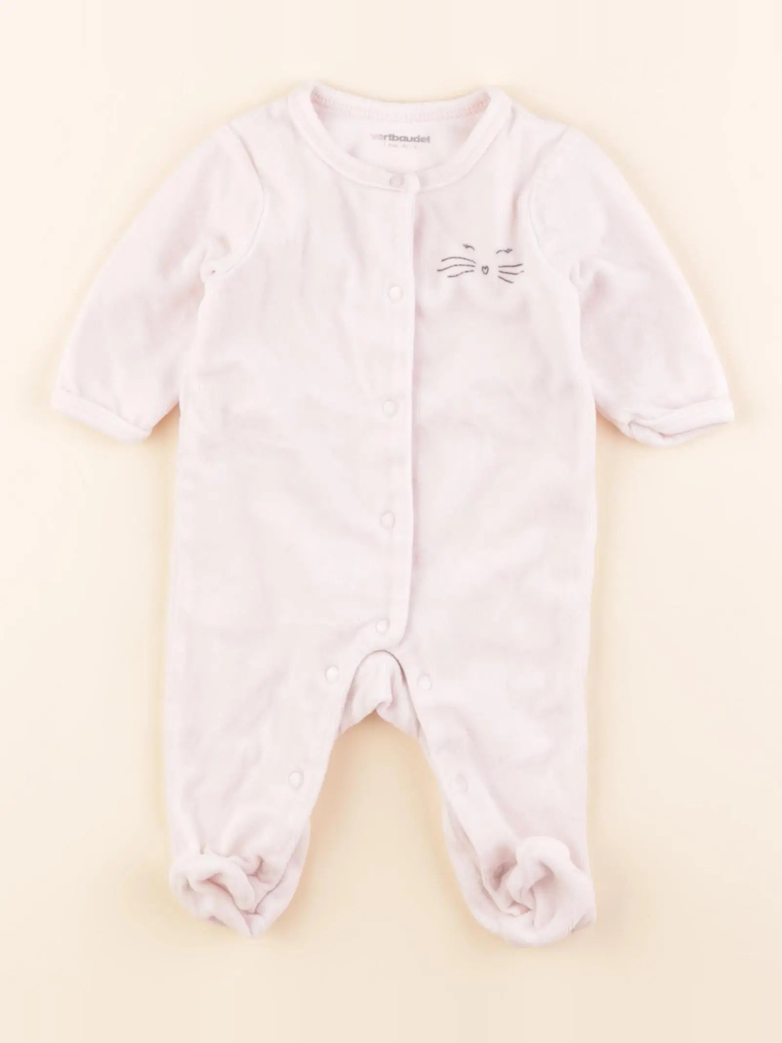Vertbaudet - pyjama velours rose - 3 mois