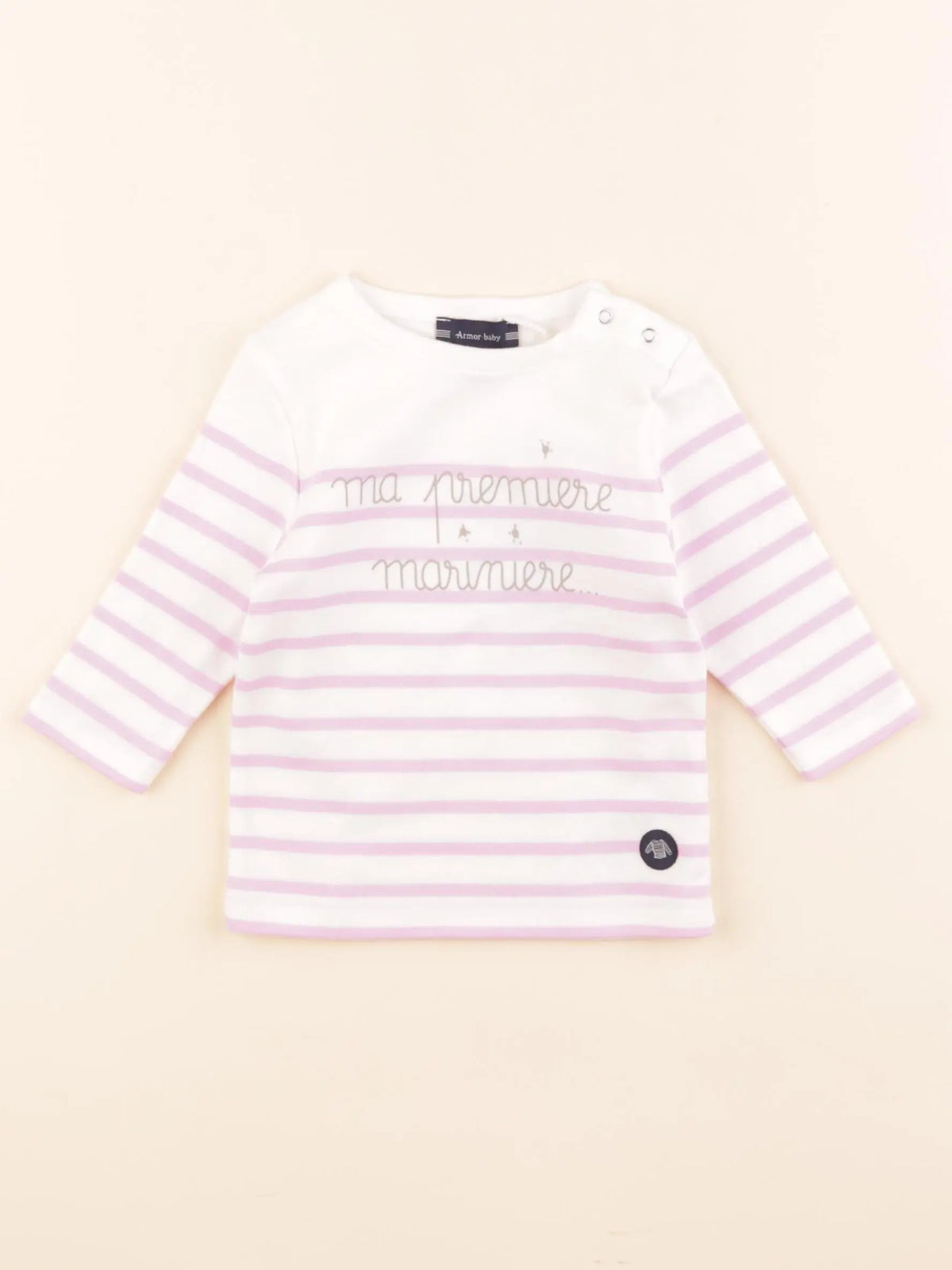 Armor Lux - tee-shirt blanc, rose - 6 mois