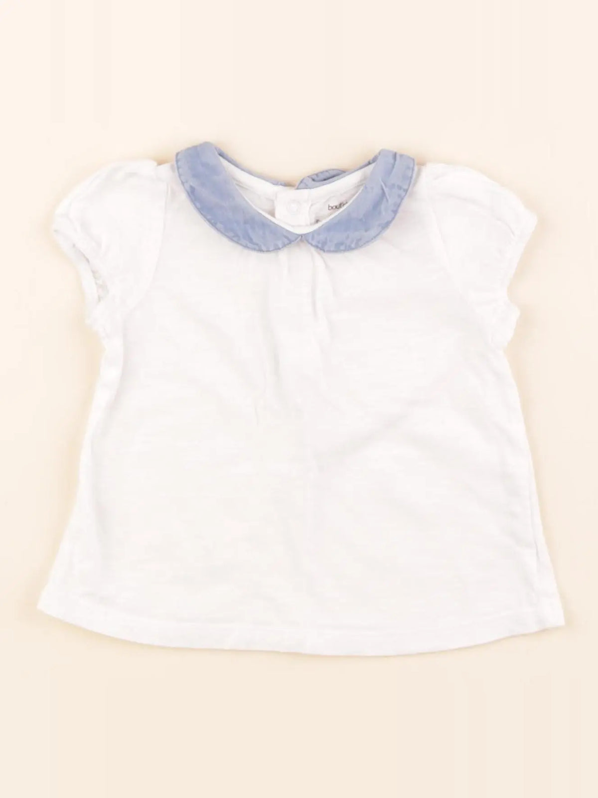 Boutchou - tee-shirt blanc, bleu - 6 mois