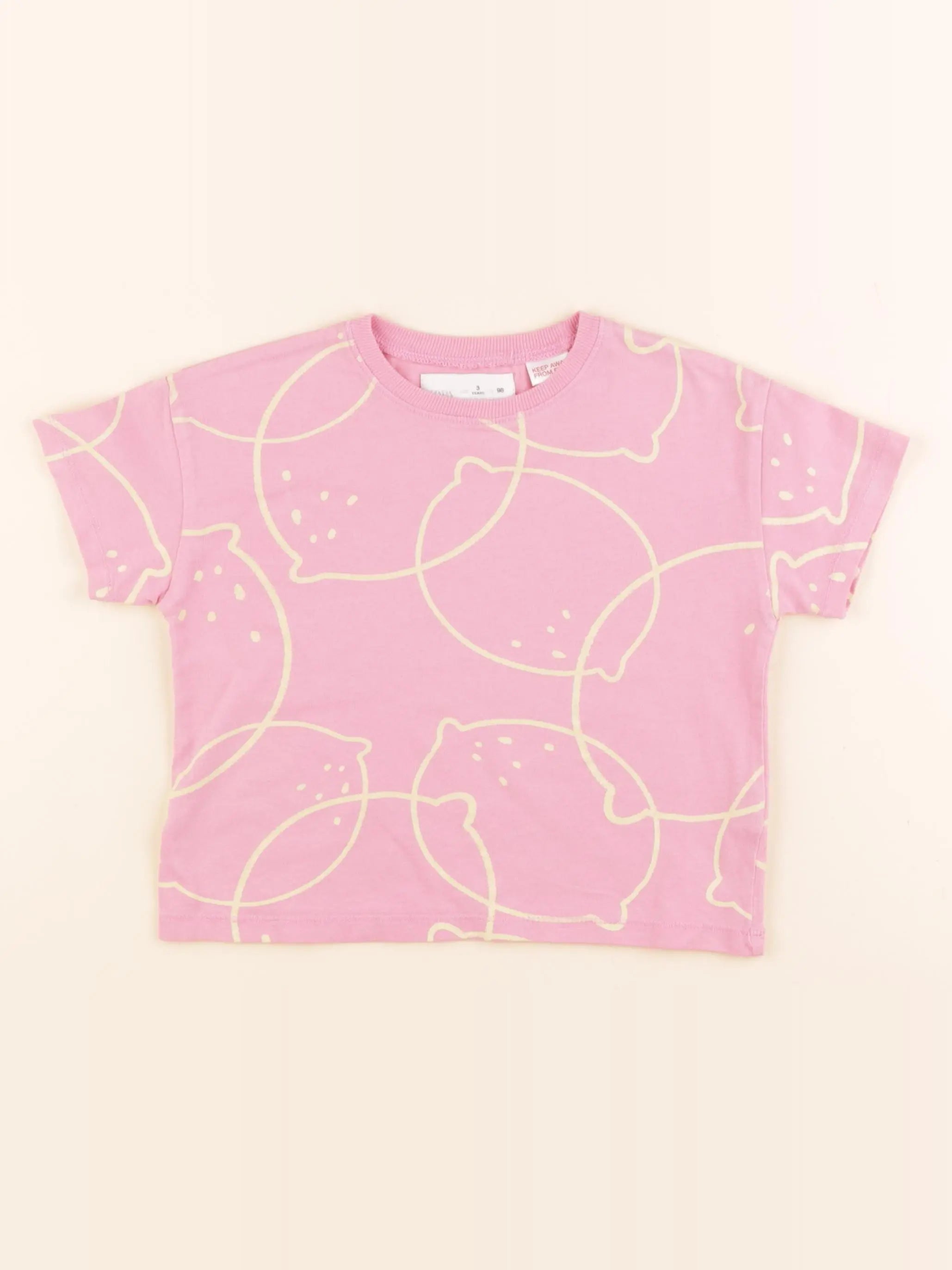 Zara - tee-shirt jaune, rose - 3 ans