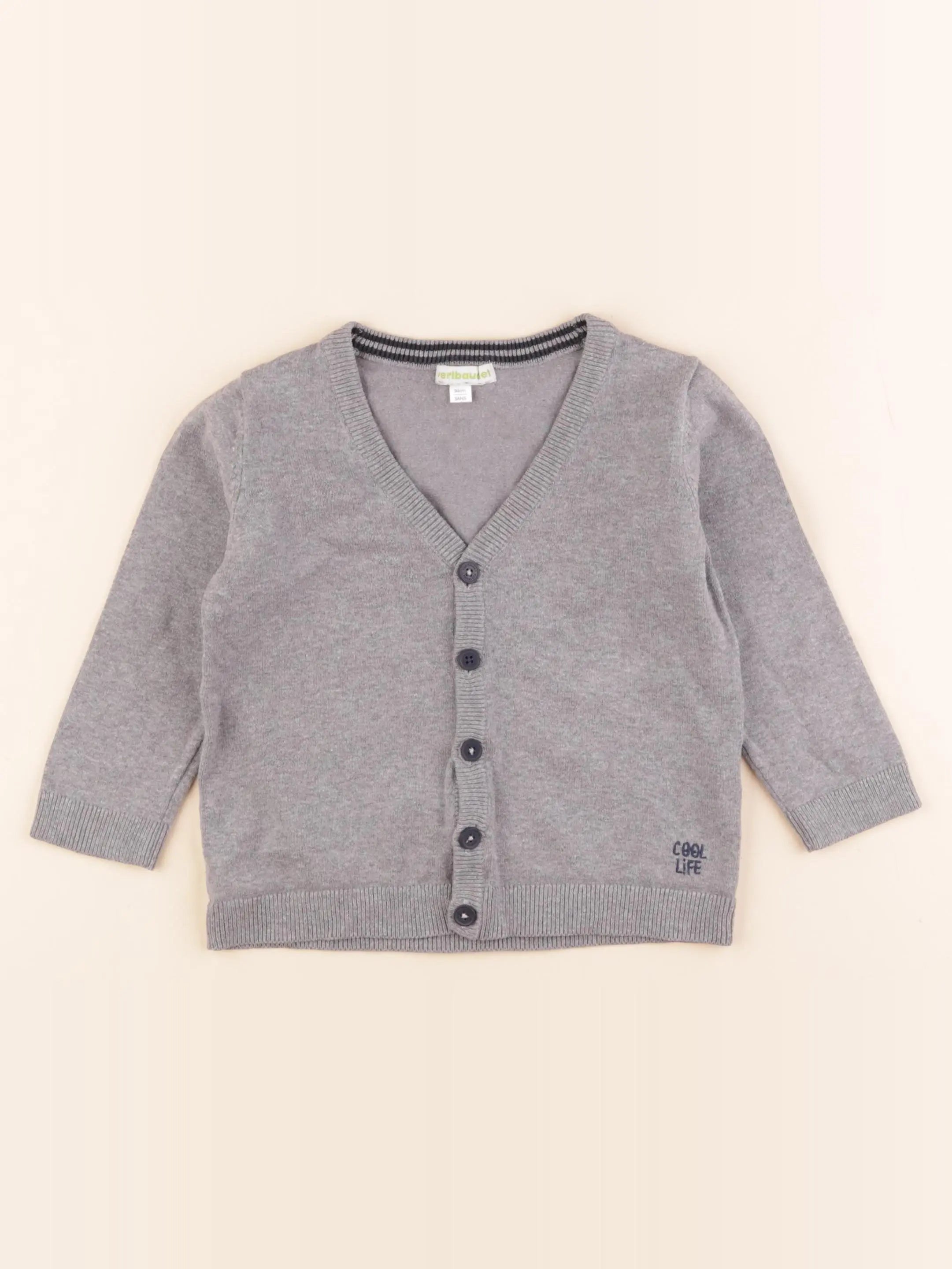 Vertbaudet - gilet gris - 3 ans