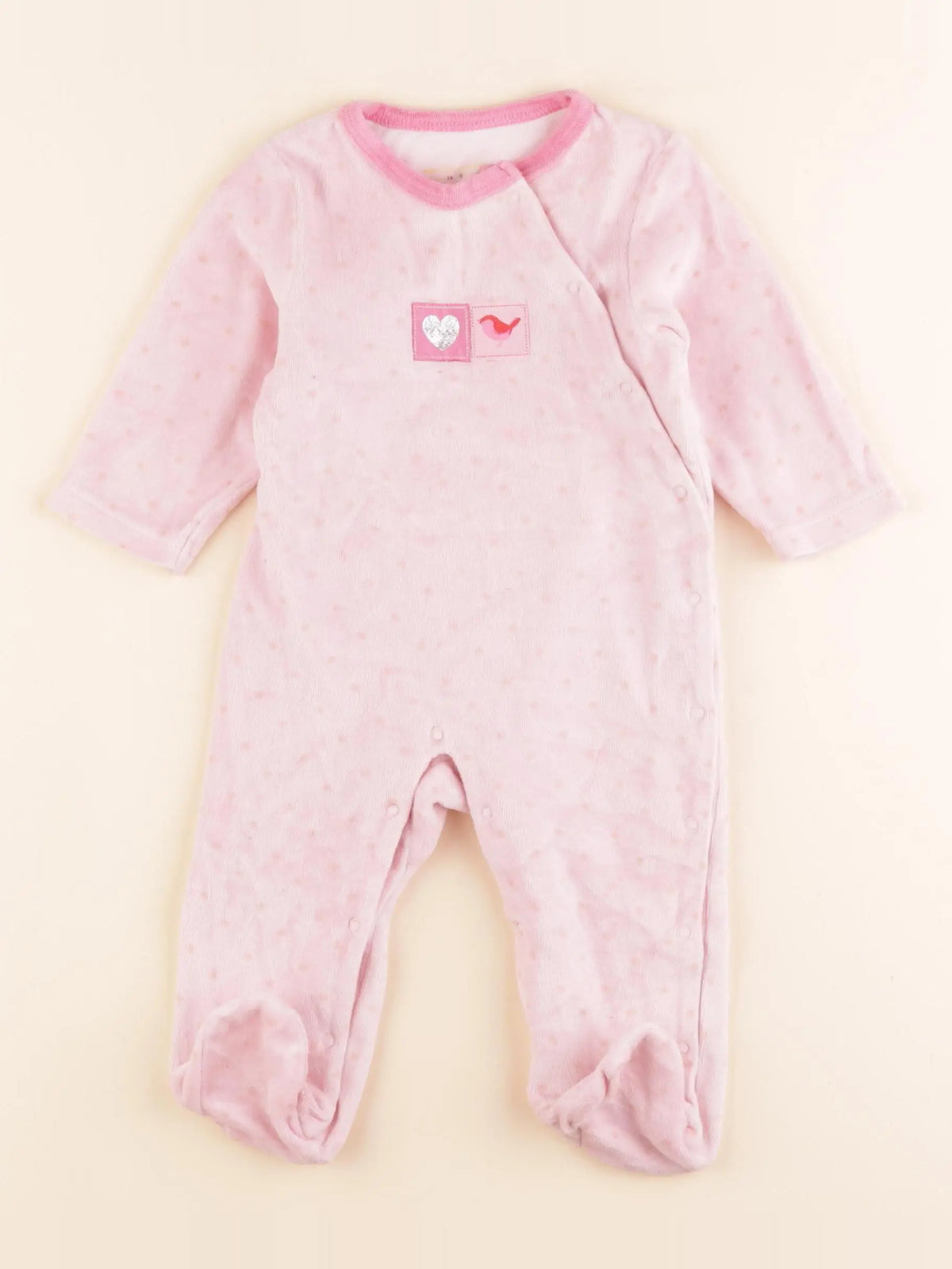 Vertbaudet - pyjama velours rose - 6 mois