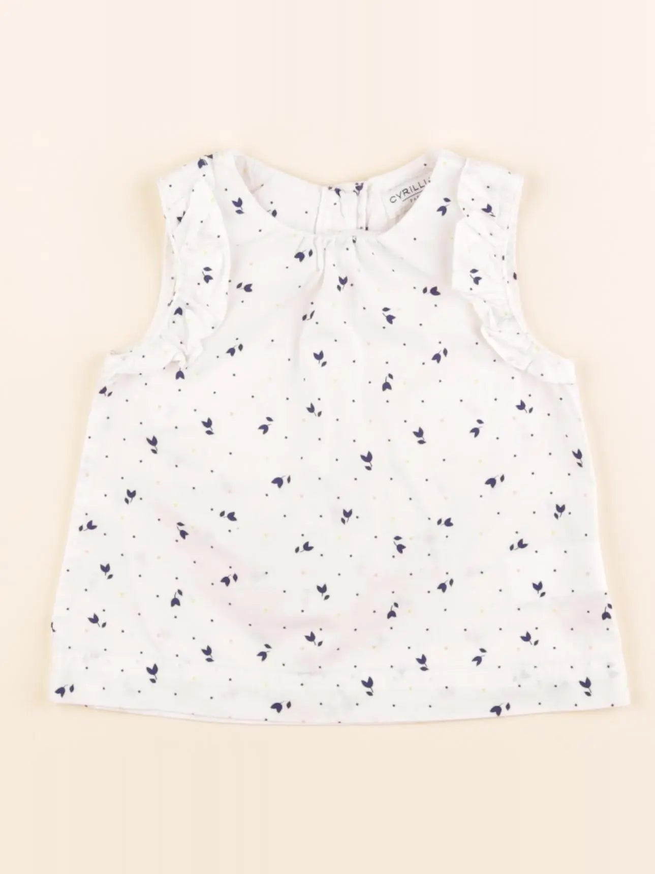 Cyrillus - blouse blanc, bleu - 6 mois
