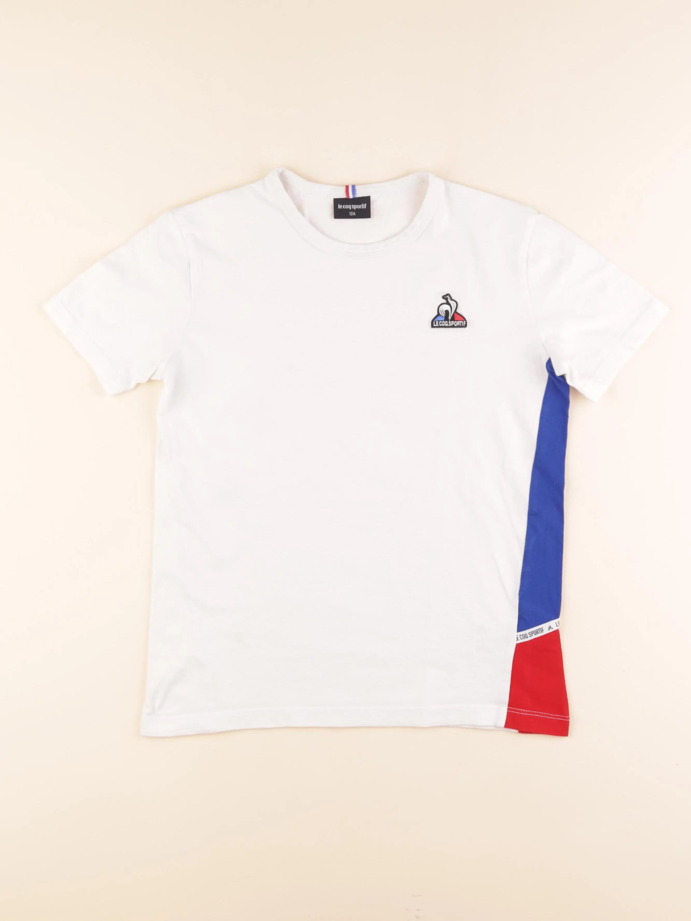 Le Coq Sportif - tee-shirt blanc, bleu, rouge - 12 ans