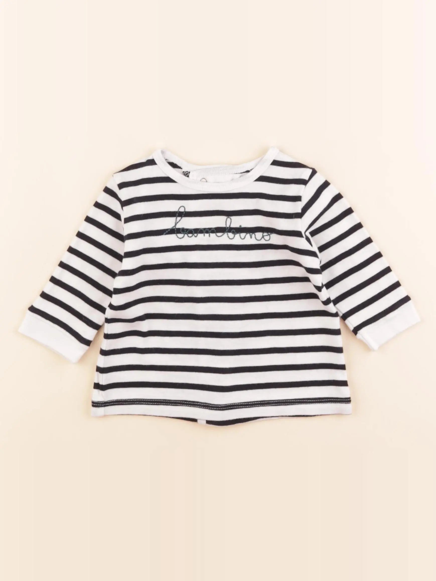 Boutchou - tee-shirt blanc, bleu - 6 mois