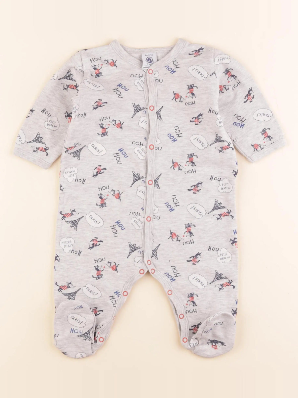 Petit Bateau - pyjama coton gris - 6 mois