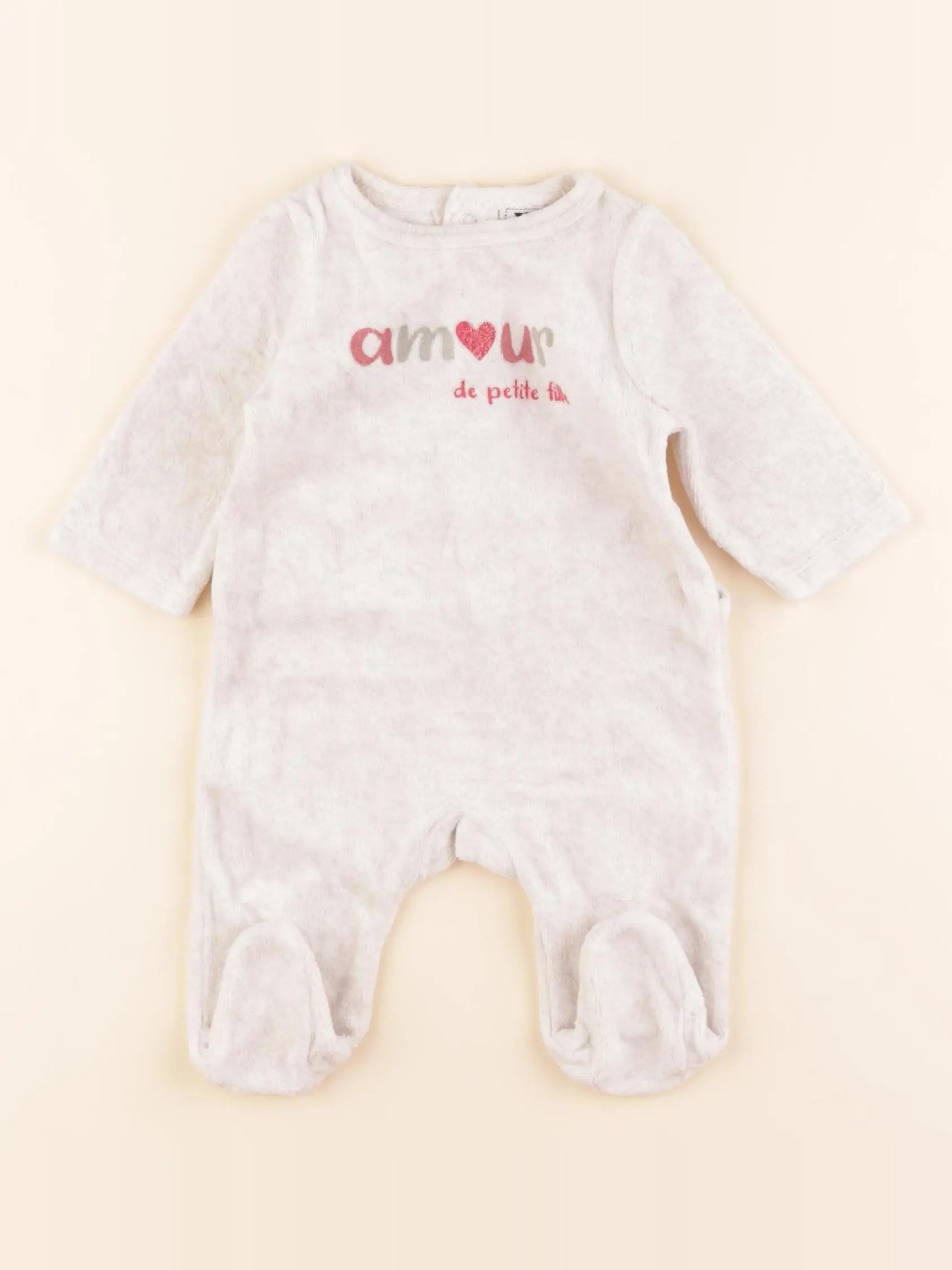 Tape à l'oeil - pyjama velours blanc - 1 mois