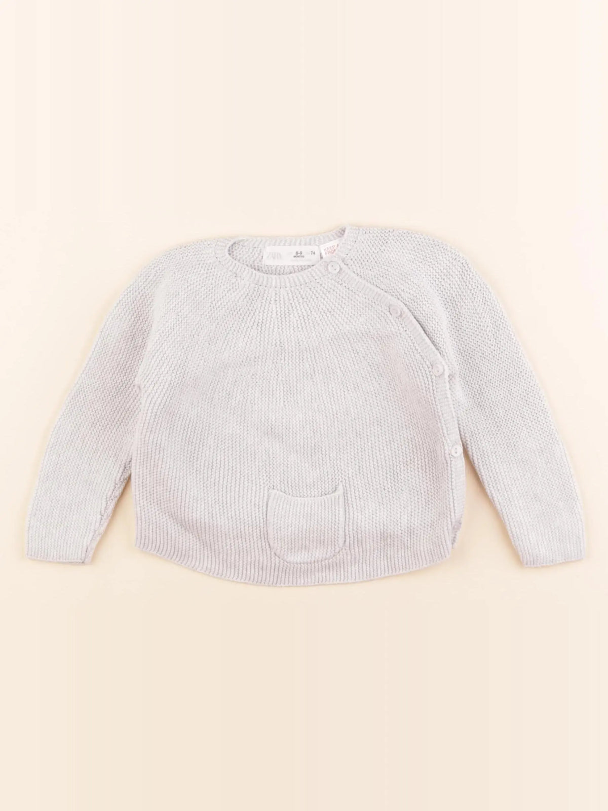 Zara - pull gris - 6/9 mois
