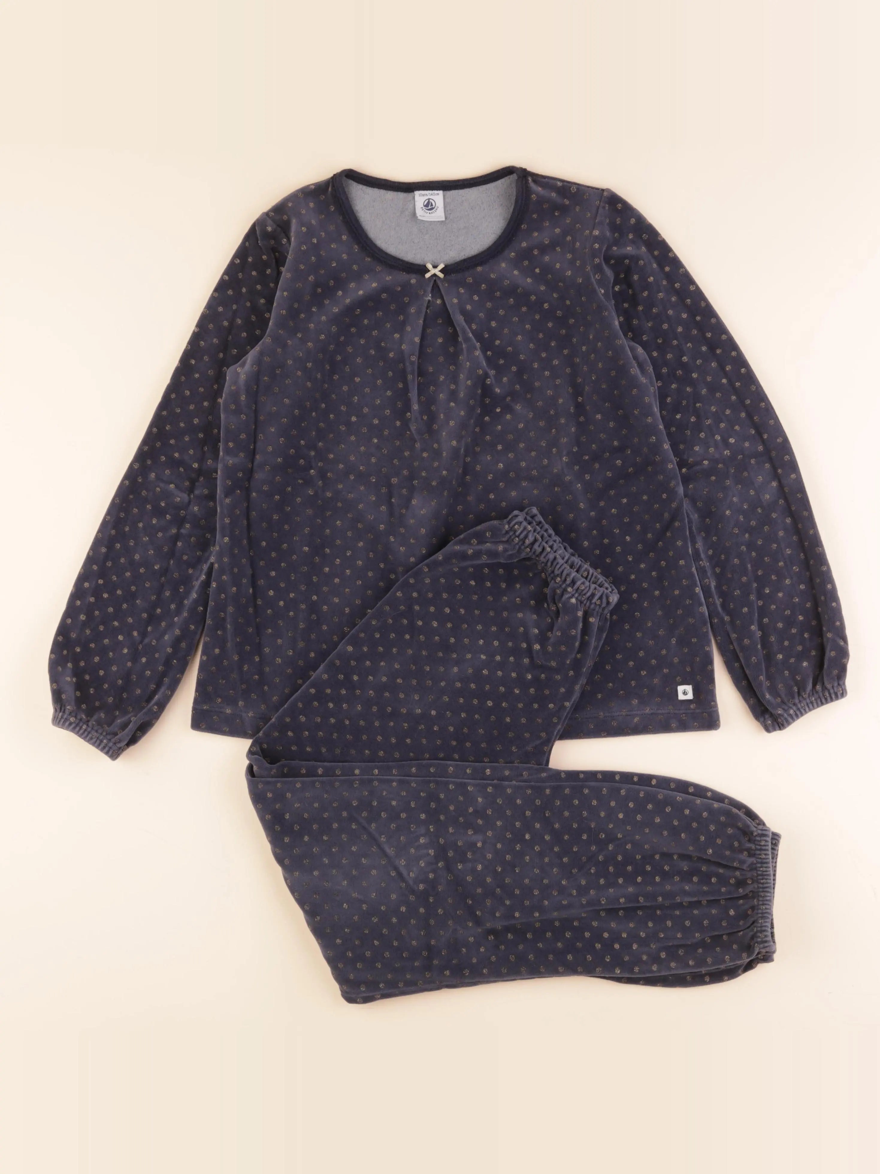 Petit Bateau - pyjama velours bleu - 10 ans