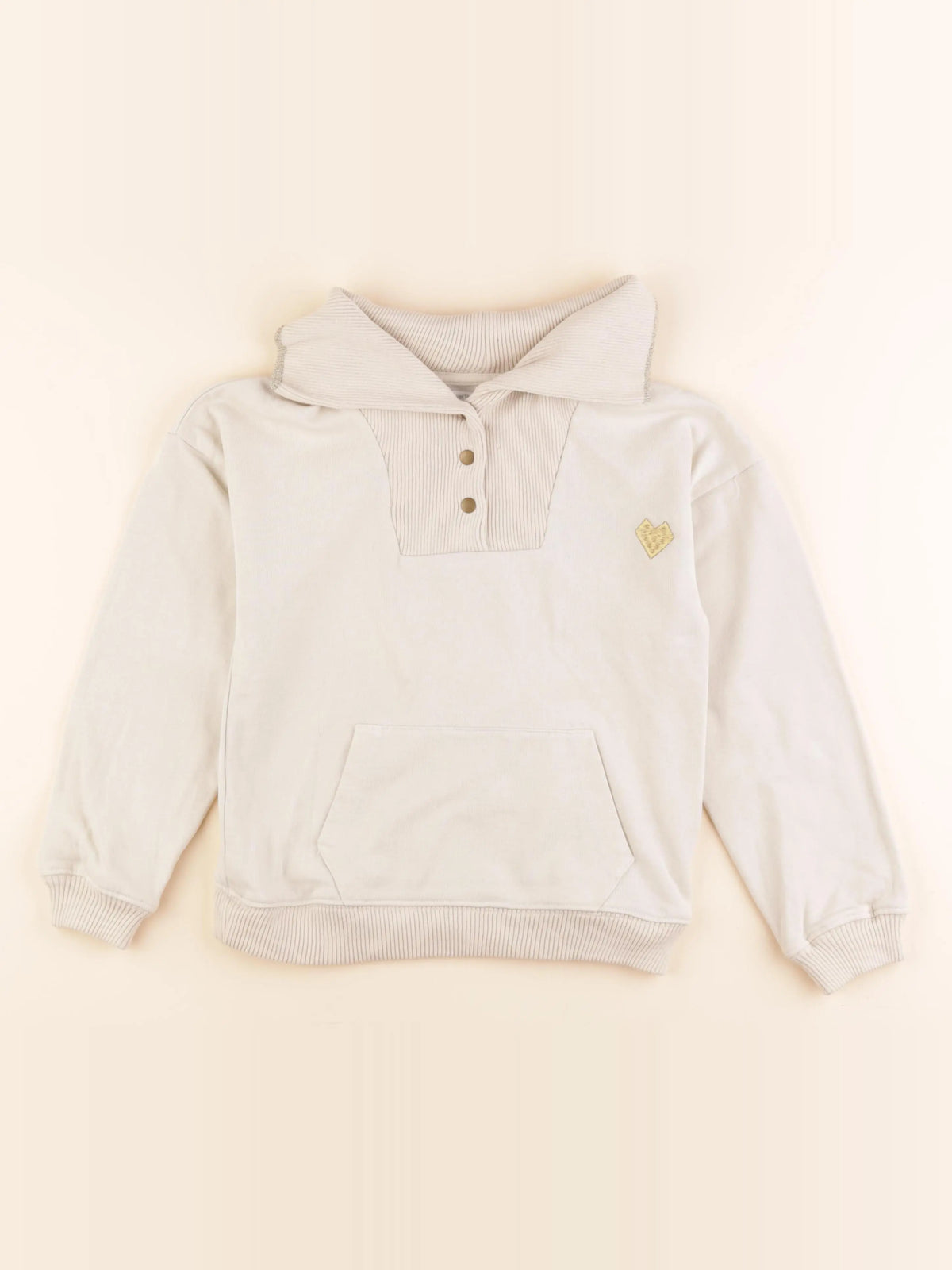 Vertbaudet - sweat beige - 10 ans
