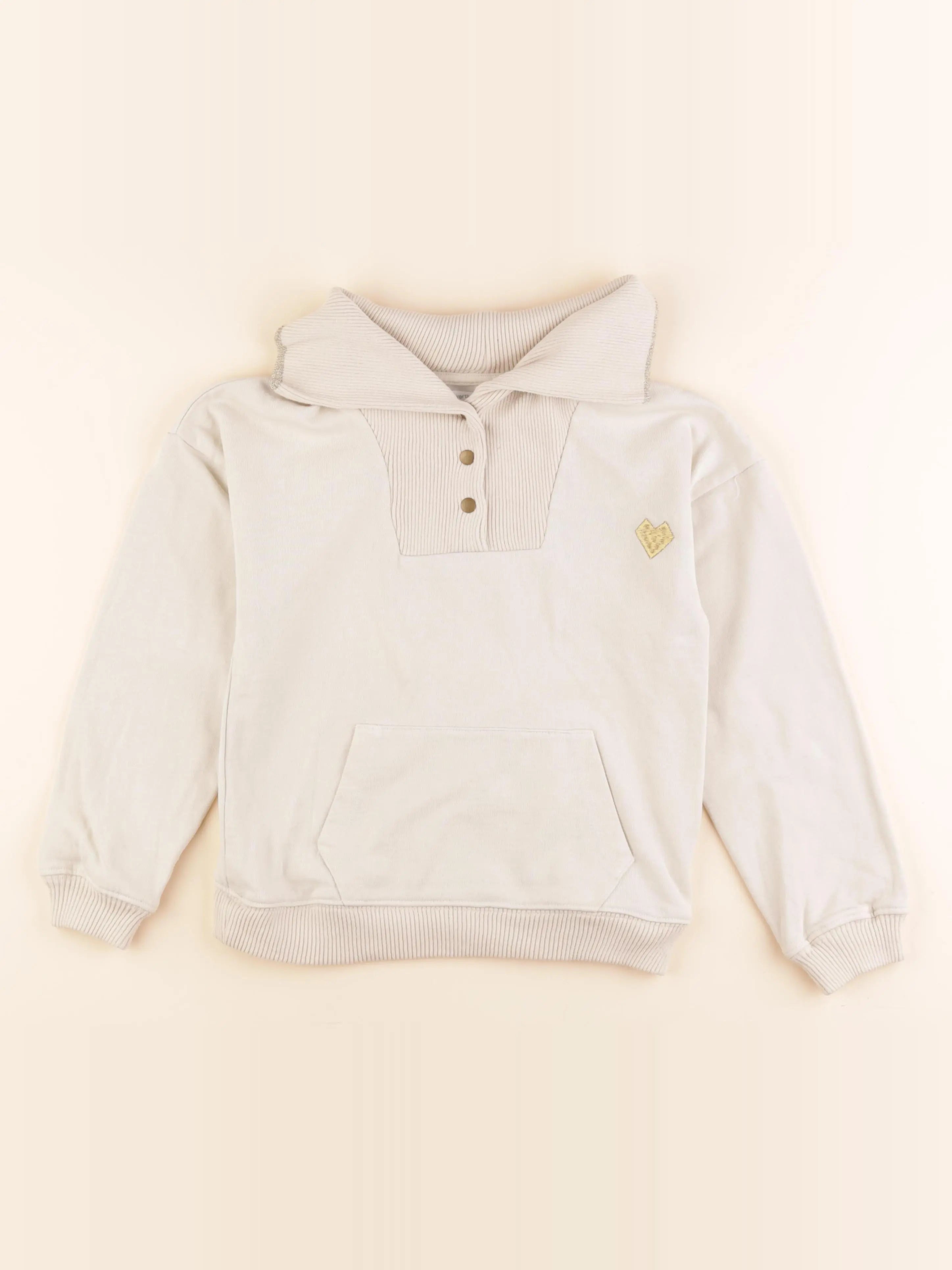 Vertbaudet - sweat beige - 10 ans