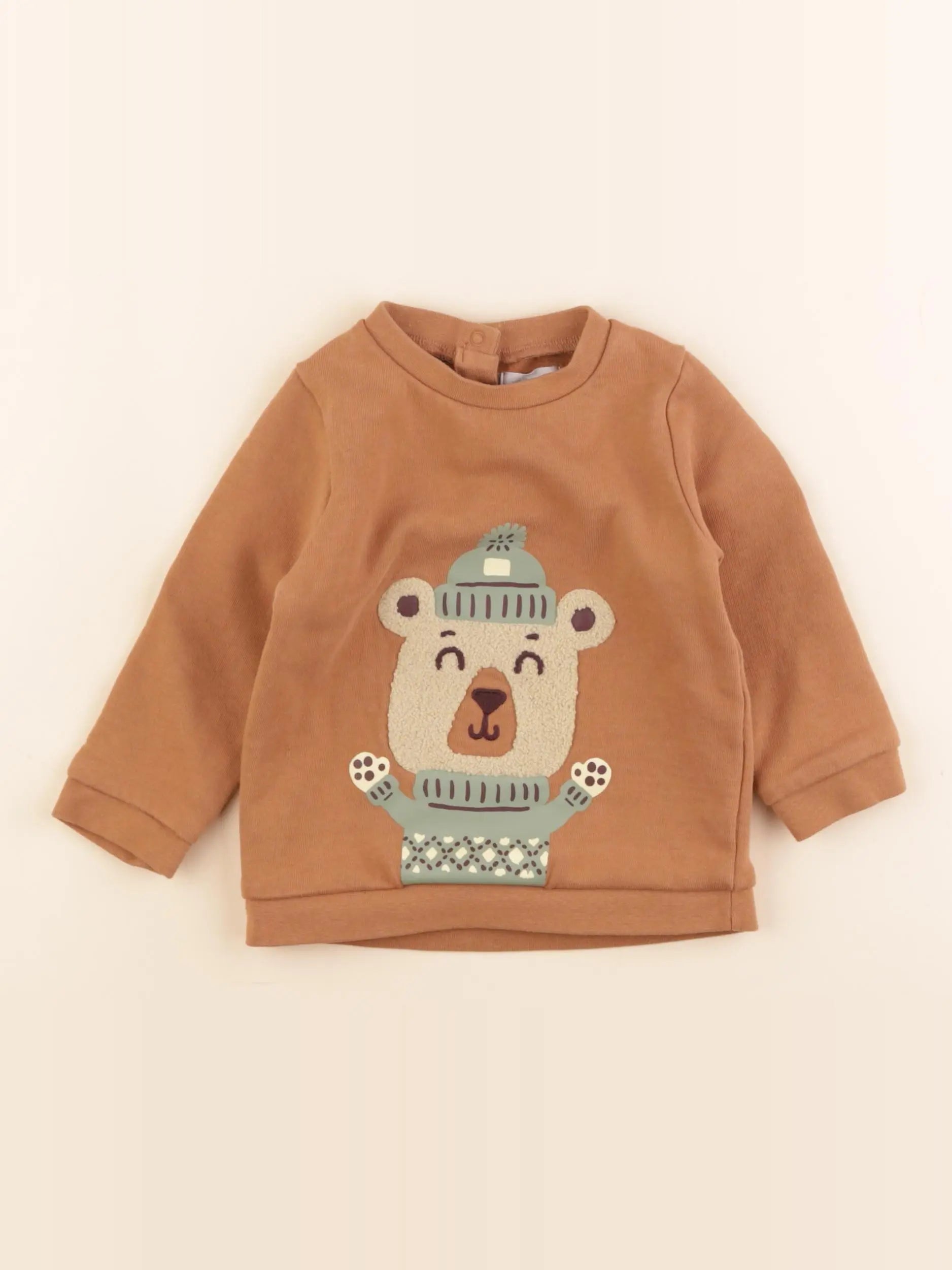 Vertbaudet - sweat marron - 12 mois