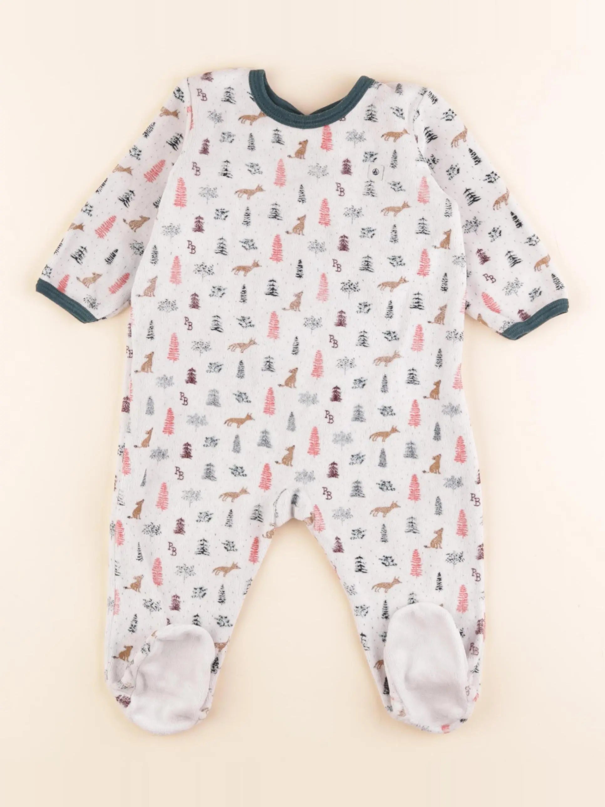 Petit Bateau - pyjama velours blanc - 9 mois