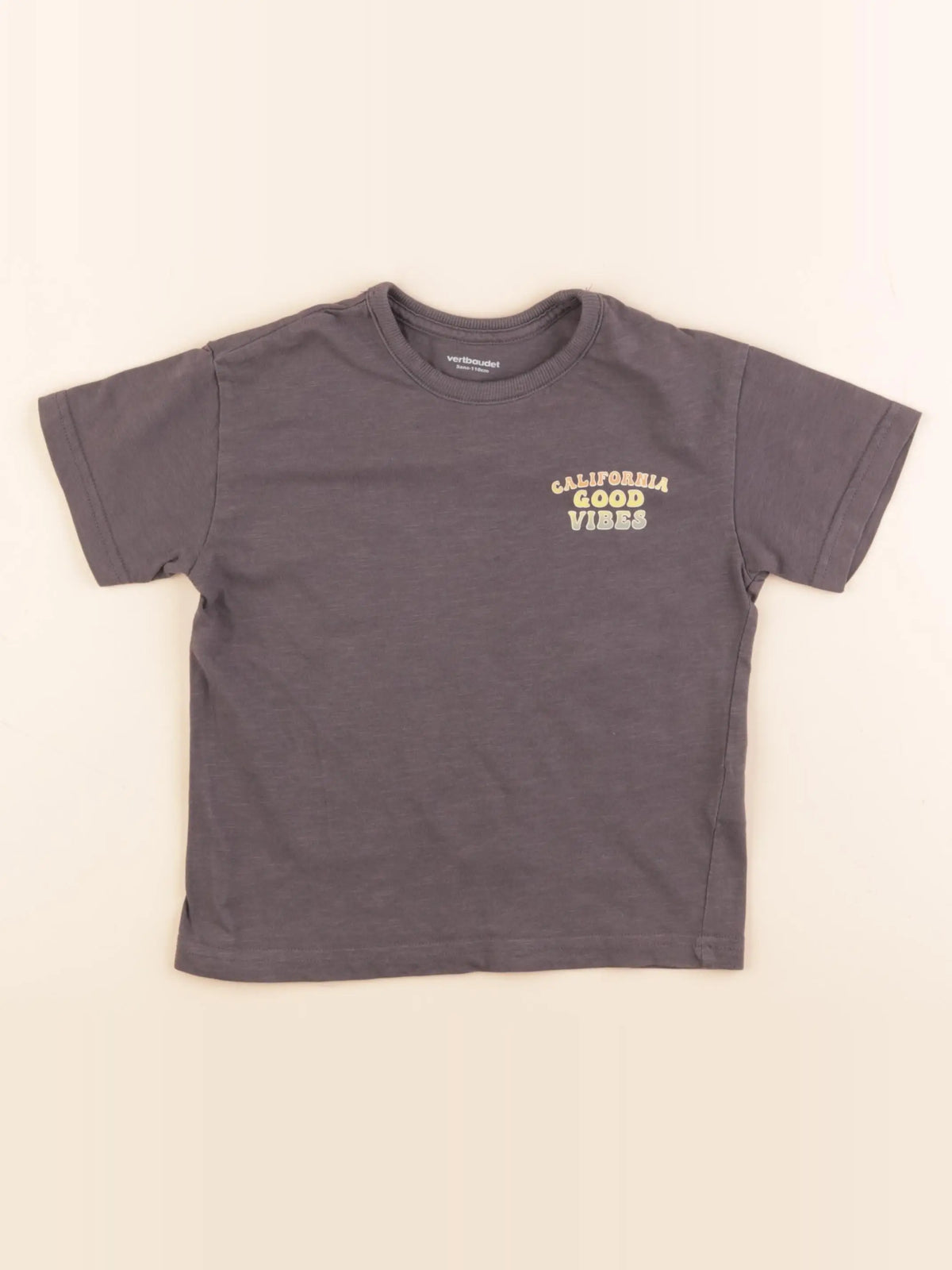 Vertbaudet - tee-shirt imprimé au dos gris - 5 ans