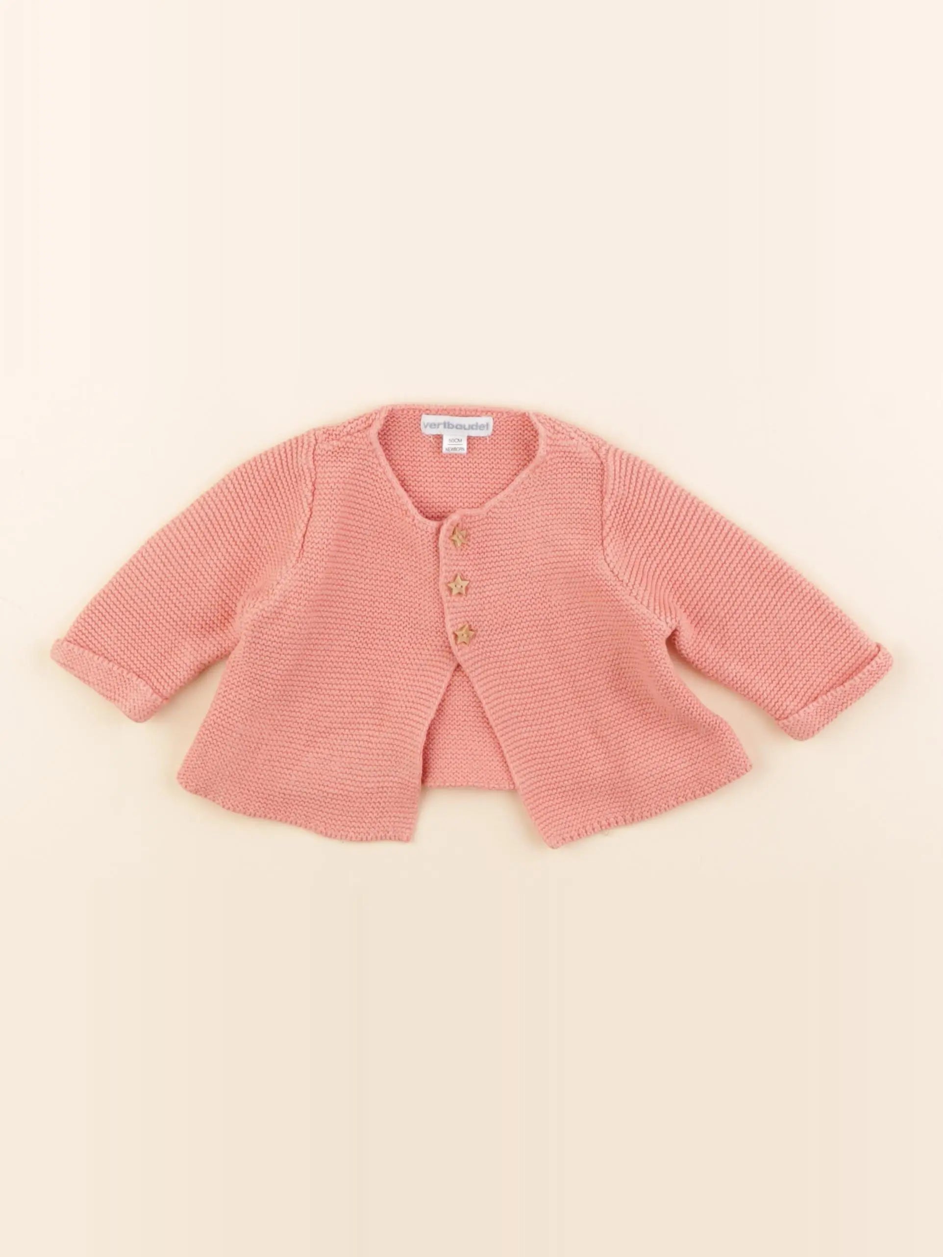 Vertbaudet - gilet rose - 0 mois