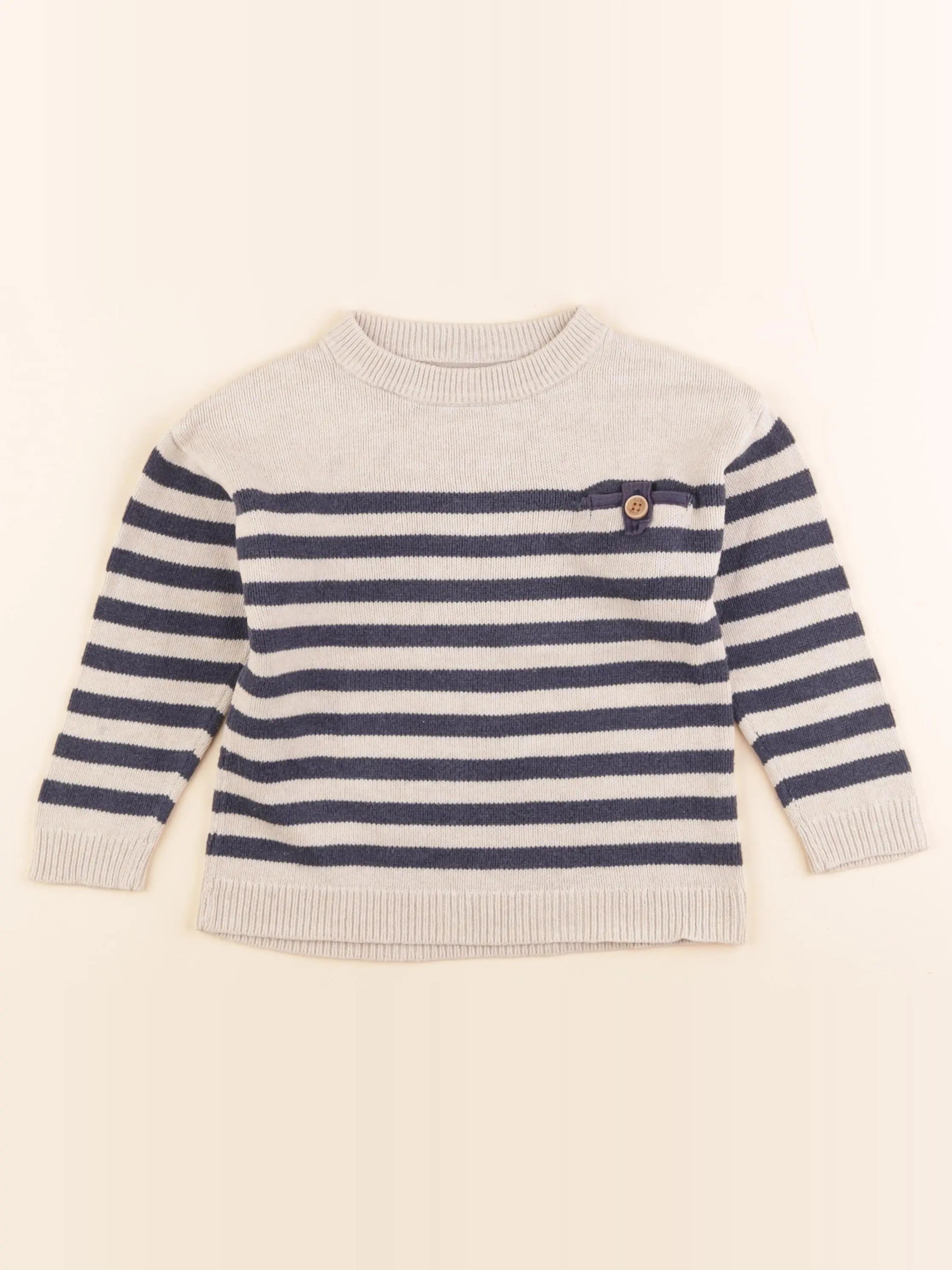 Zara - pull bleu, beige - 2/3 ans