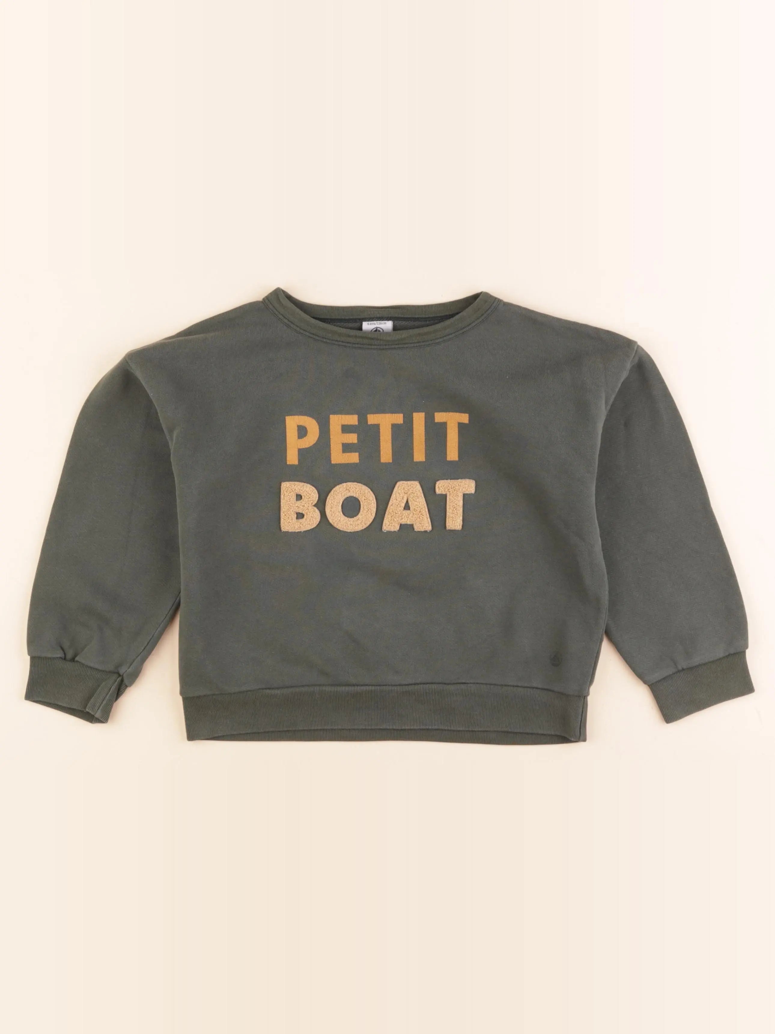 Petit Bateau - sweat vert - 6 ans
