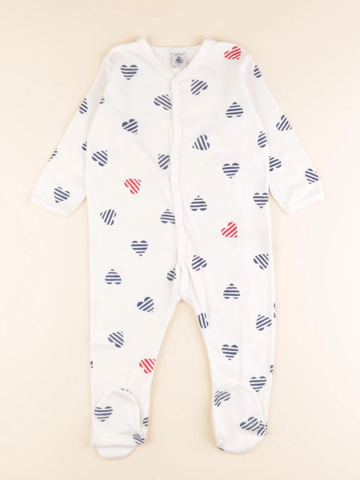 Petit Bateau - pyjama coton blanc, bleu - 24 mois