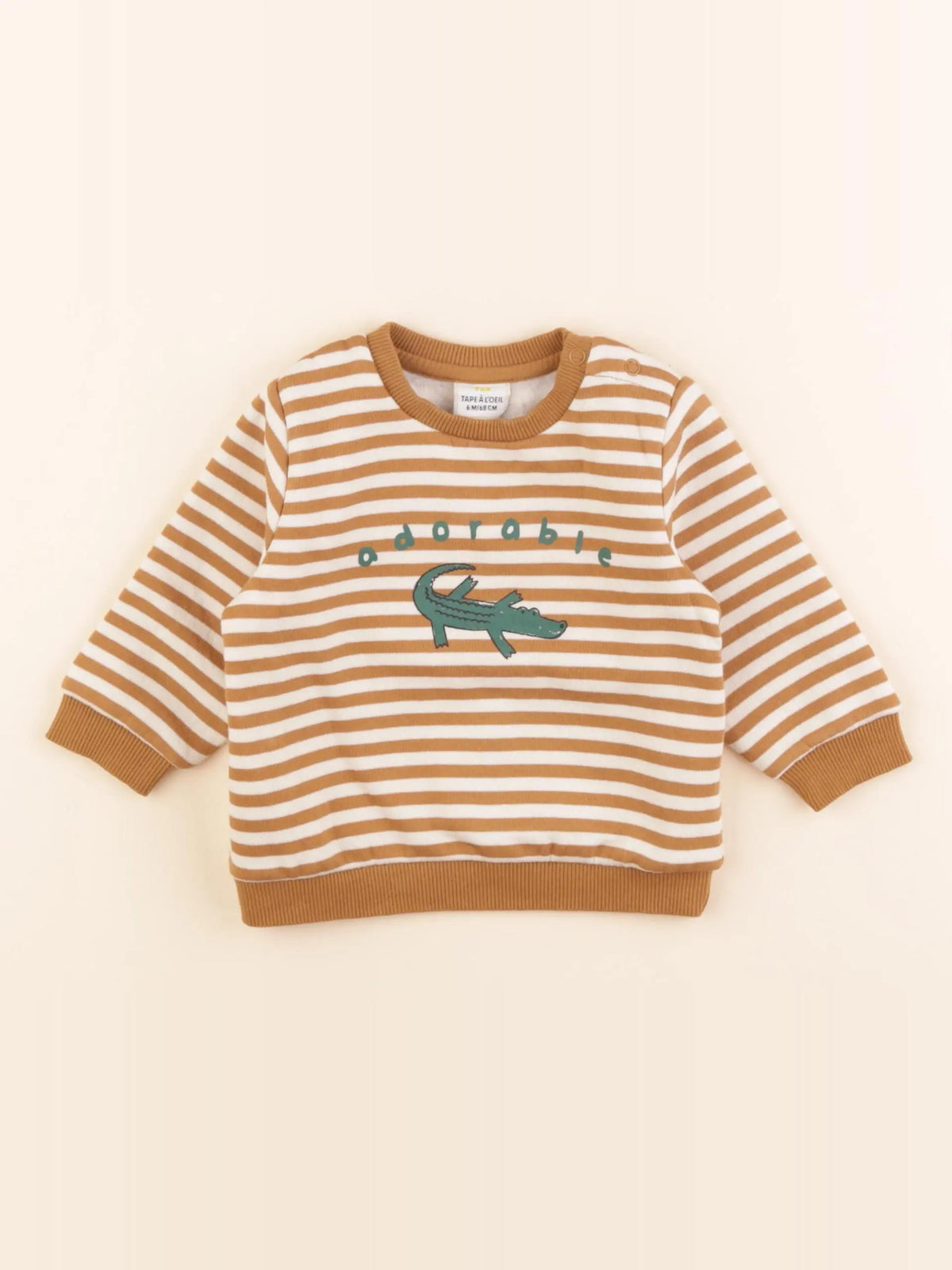 Tape à l'oeil - sweat blanc, marron - 6 mois