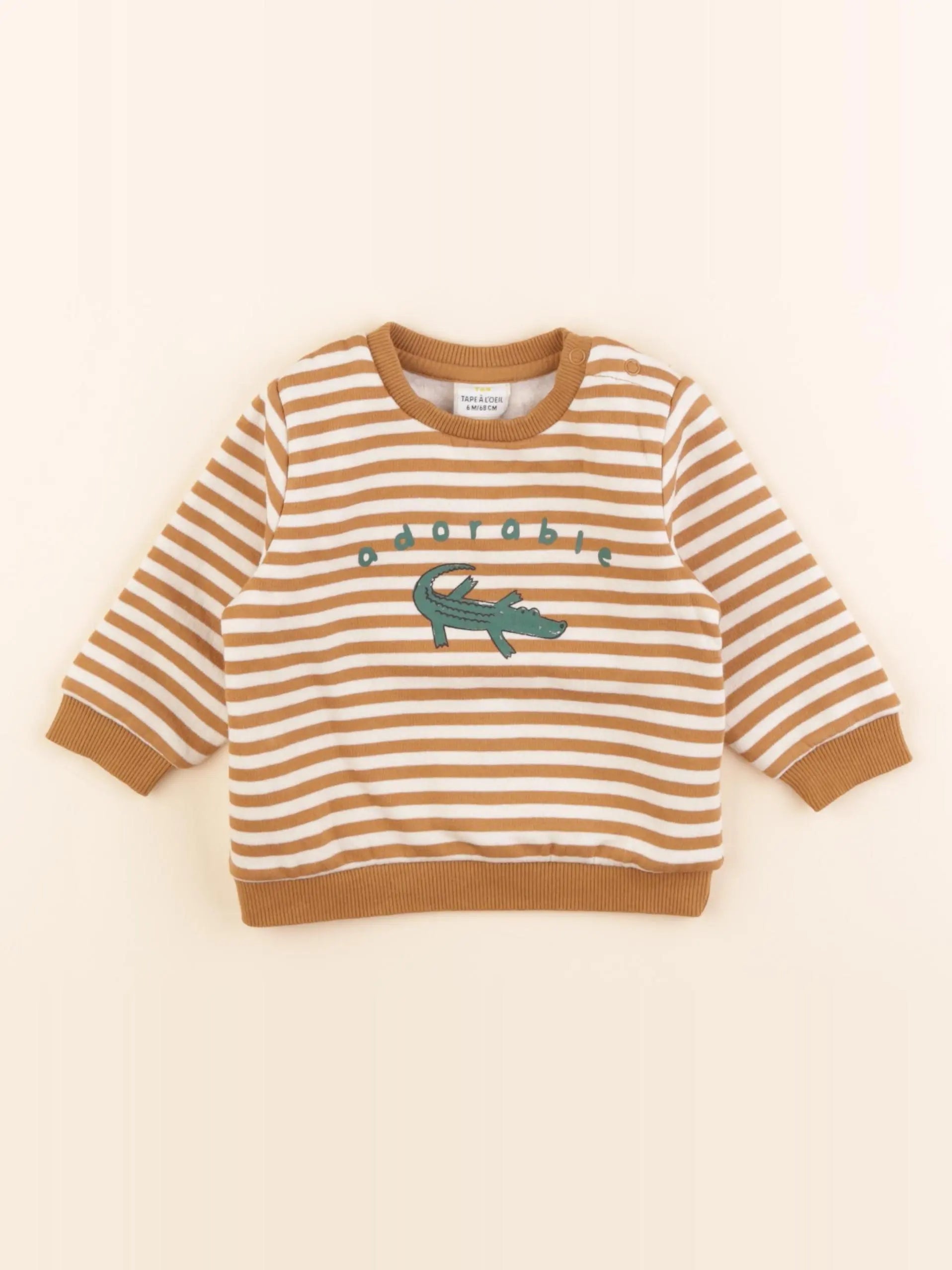 Tape à l'oeil - sweat blanc, marron - 6 mois