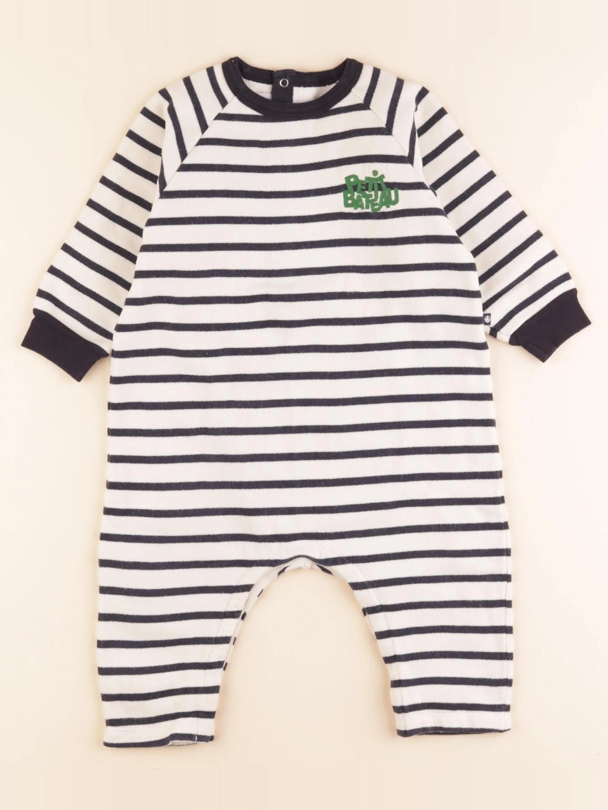 Petit Bateau - combinaison blanc, bleu - 24 mois