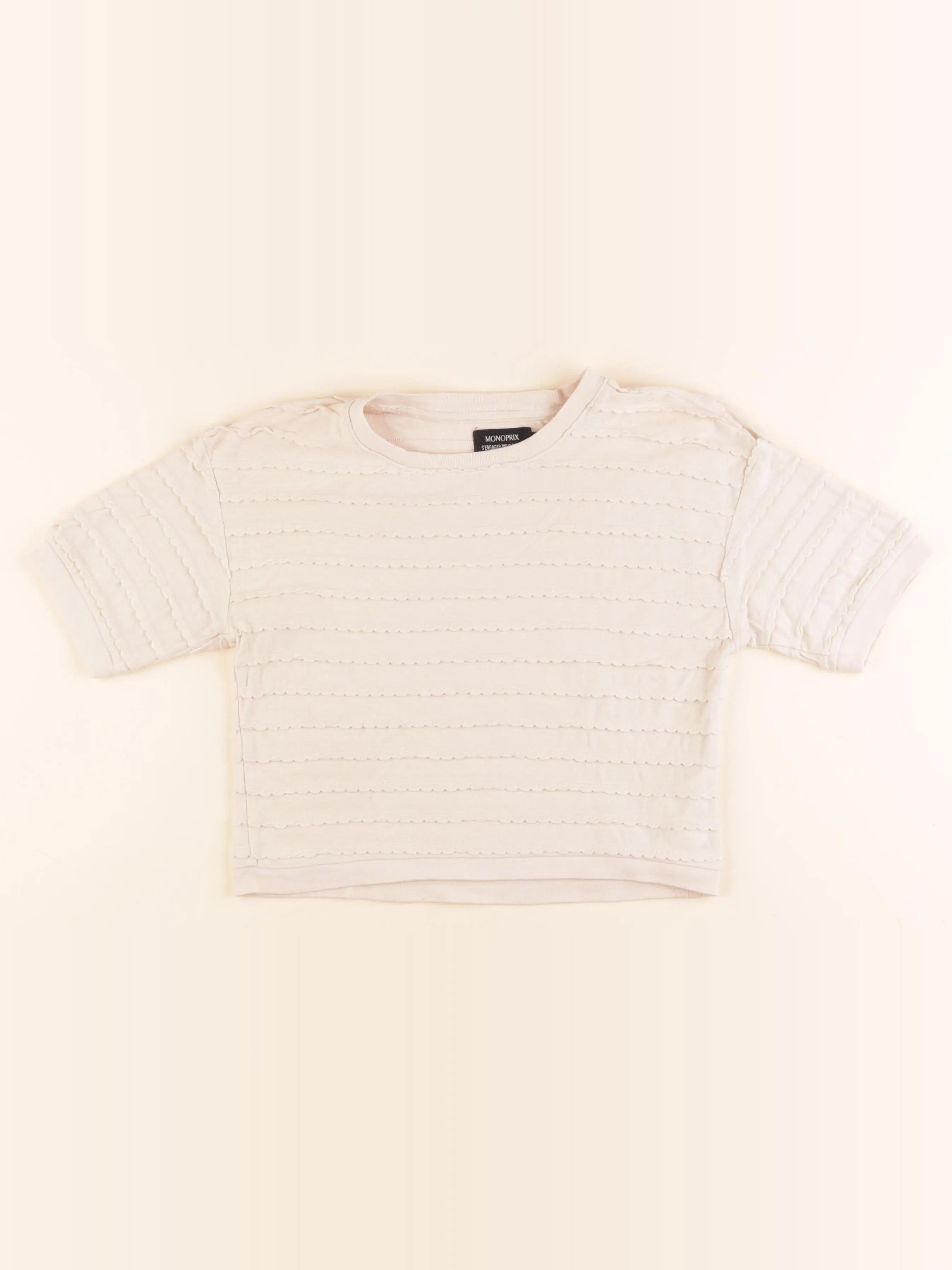 Monoprix - tee-shirt beige - 8 ans