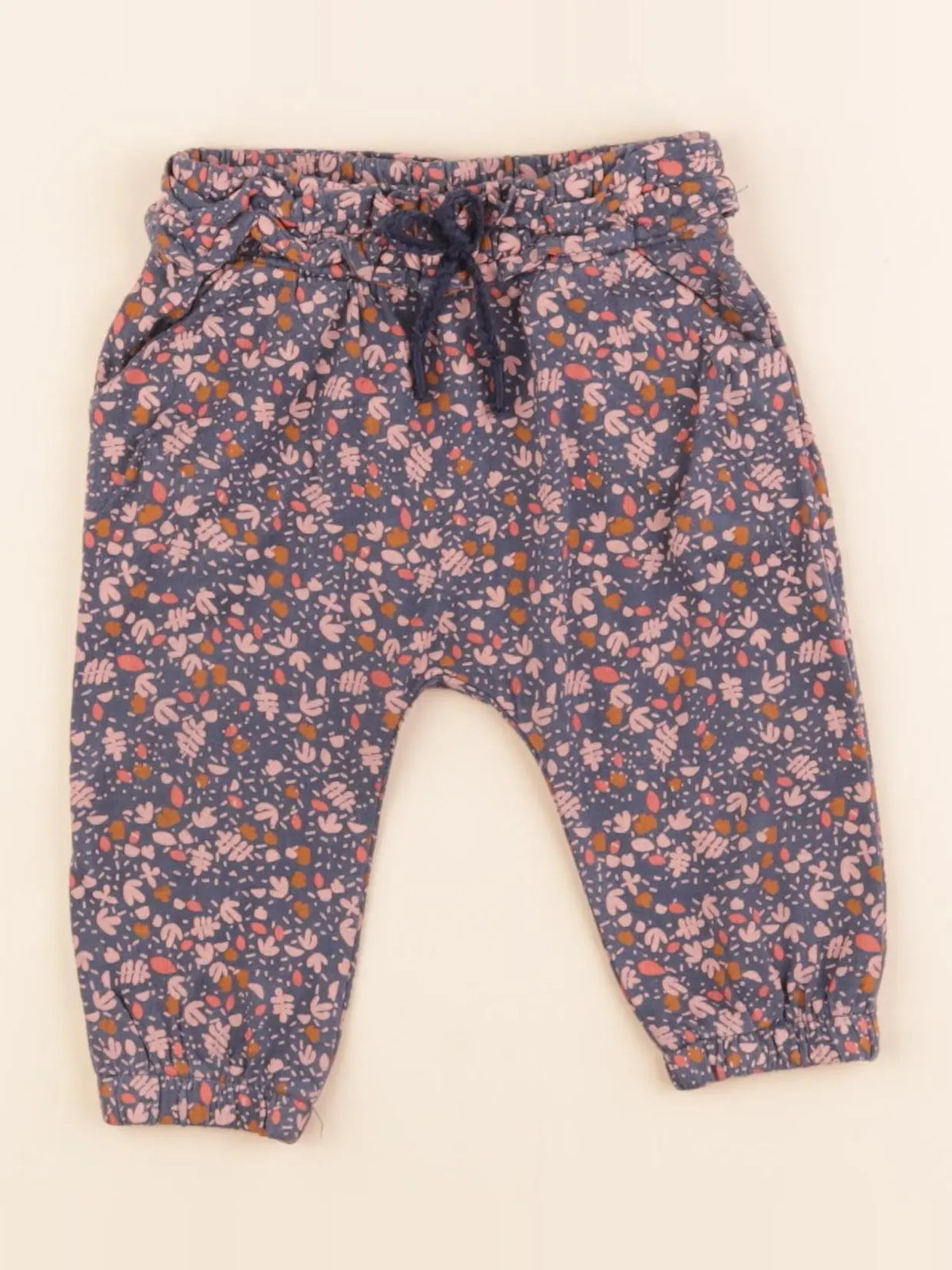 Vertbaudet - pantalon bleu, rose - 6 mois