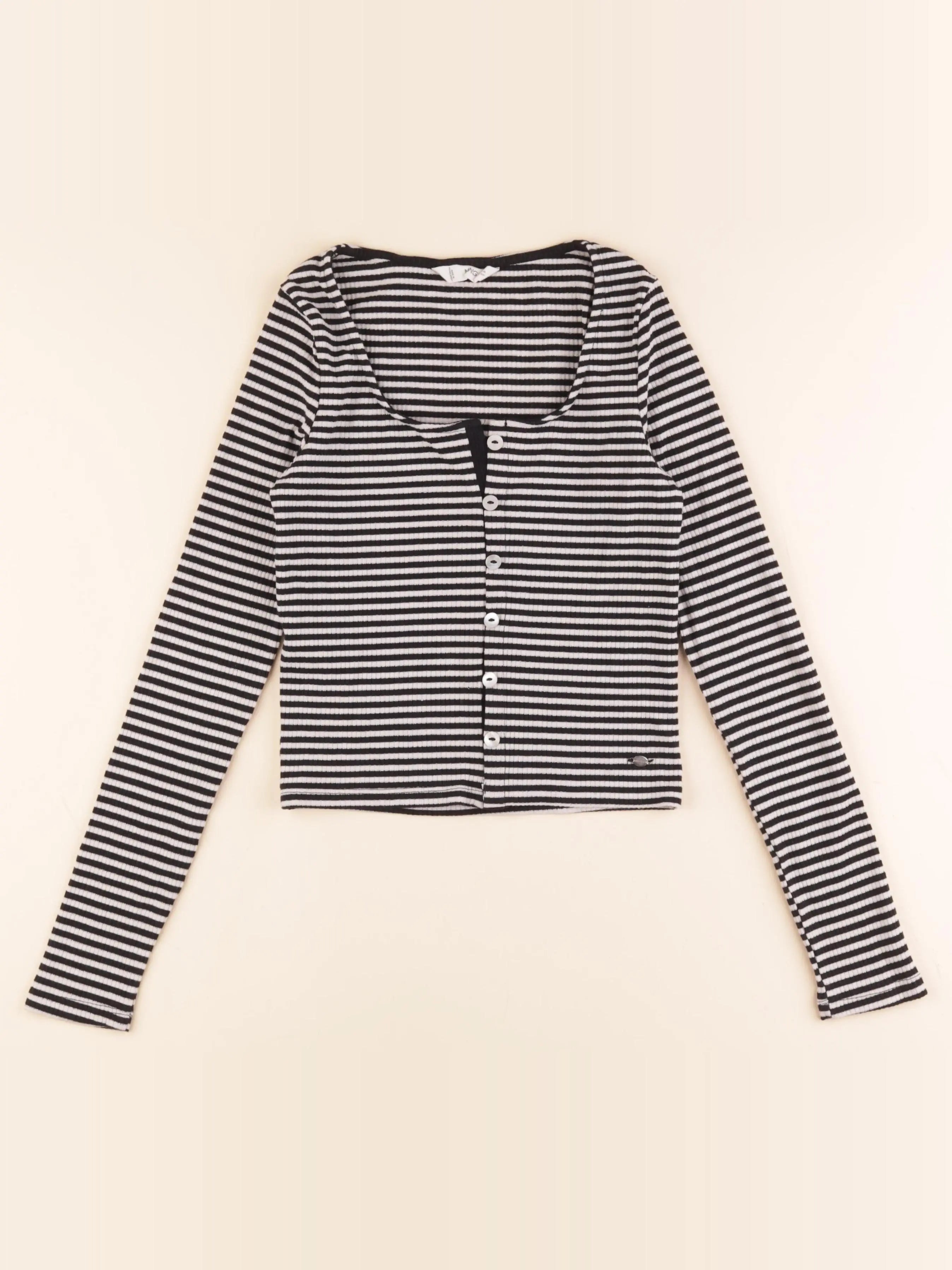 Mango - tee-shirt noir, blanc - 13/14 ans