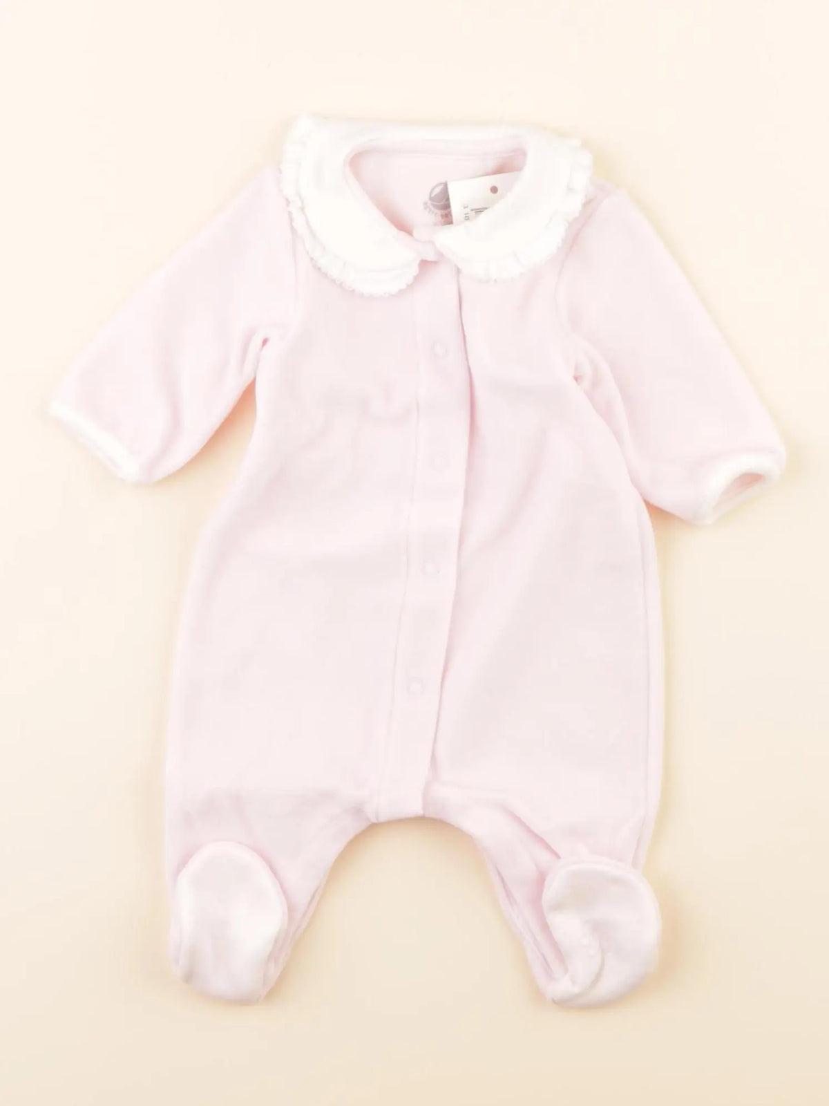 Petit Bateau - pyjama velours rose - 0 mois