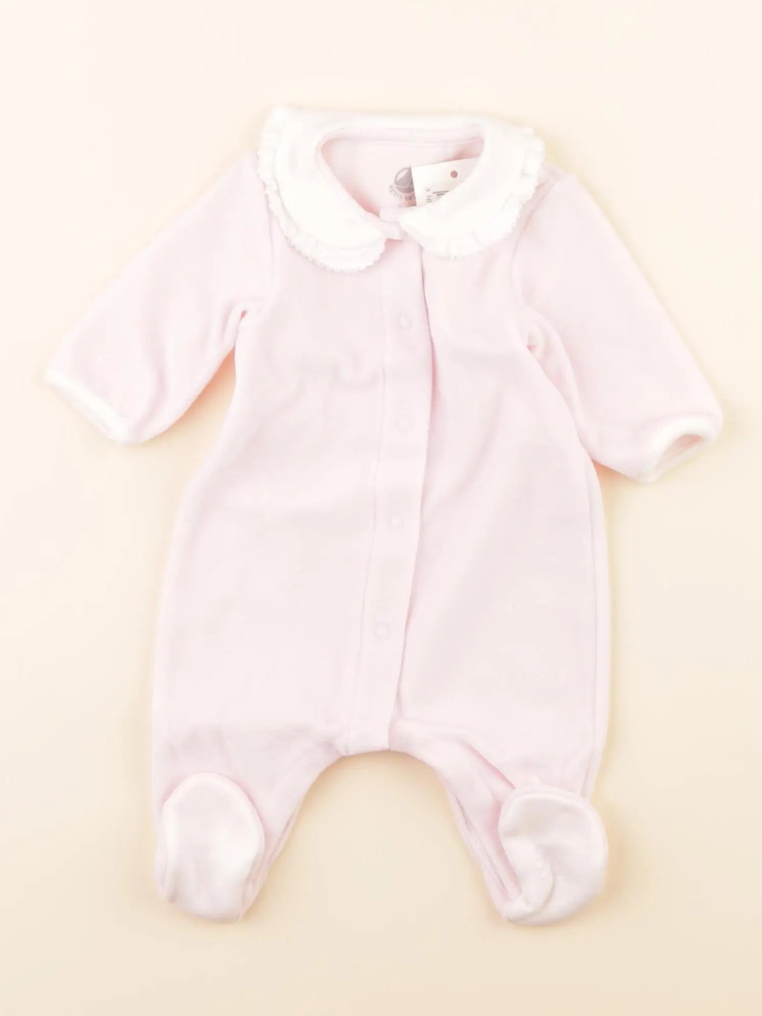 Petit Bateau - pyjama velours rose - 0 mois