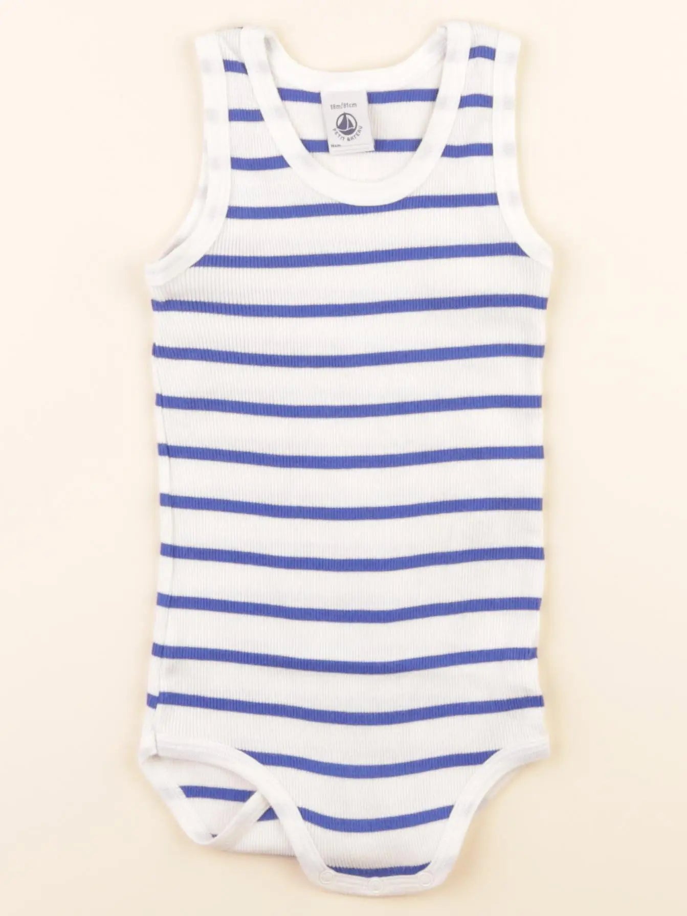 Petit Bateau - body bleu, blanc - 18 mois
