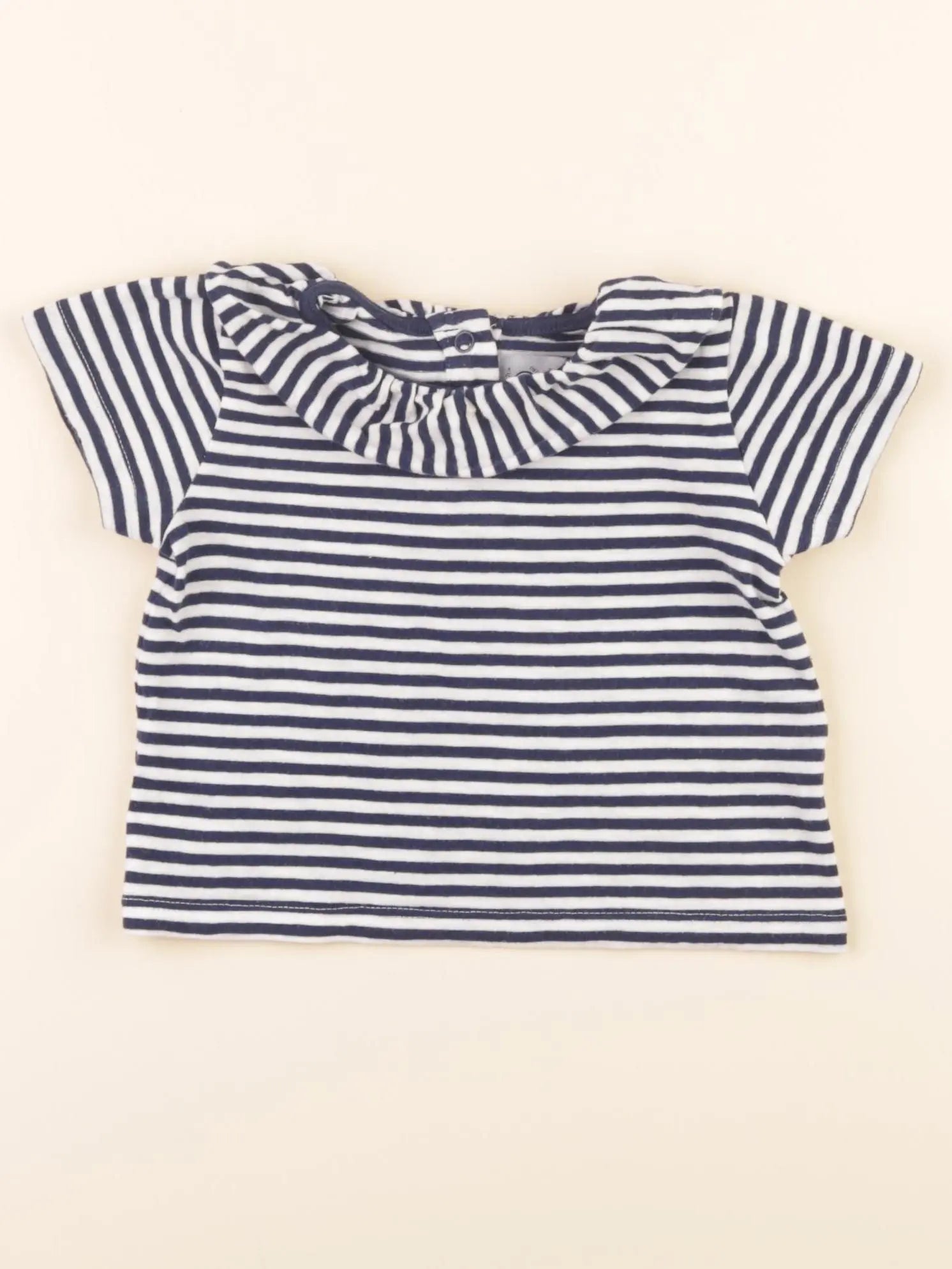 Petit Bateau - tee-shirt bleu, blanc - 6 mois