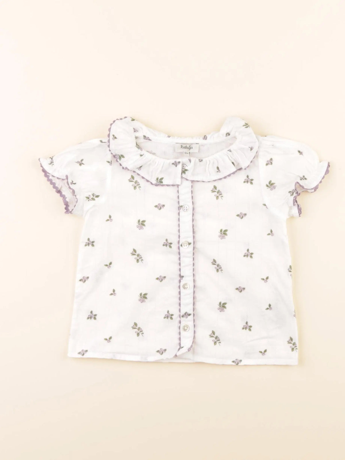Natalys - blouse blanc, violet - 18 mois