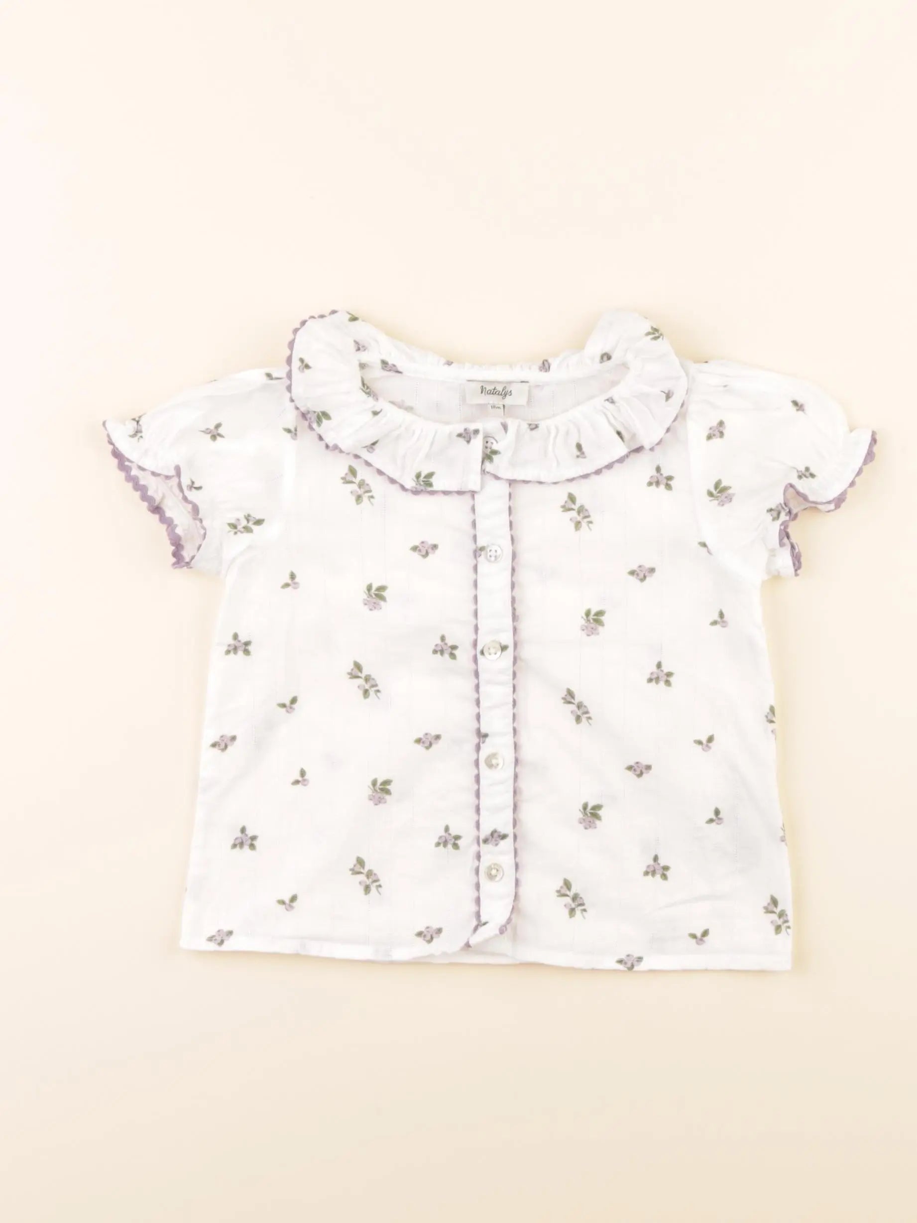 Natalys - blouse blanc, violet - 18 mois